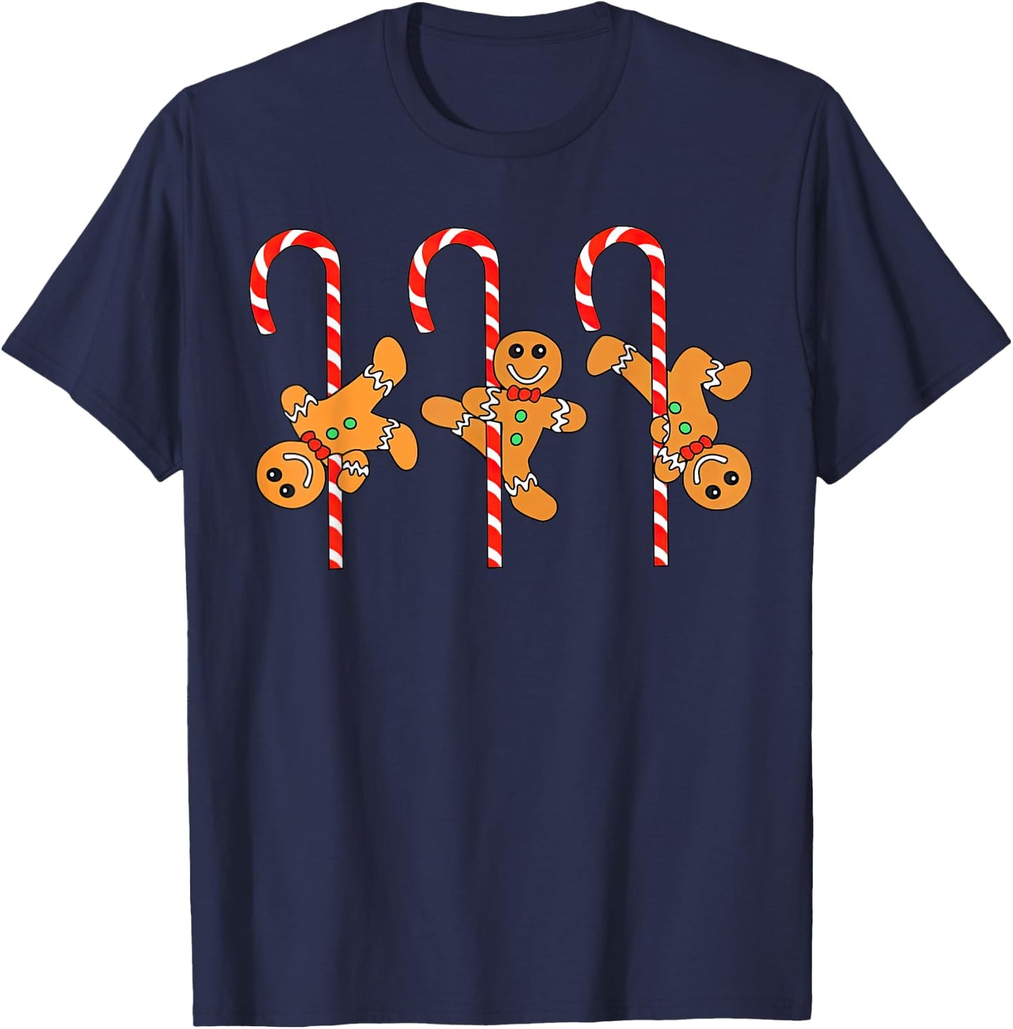 Gingerbread Man Pole Dance Christmas Candy Cane Pole Dancing T-Shirt - T-Shirt | Navy
