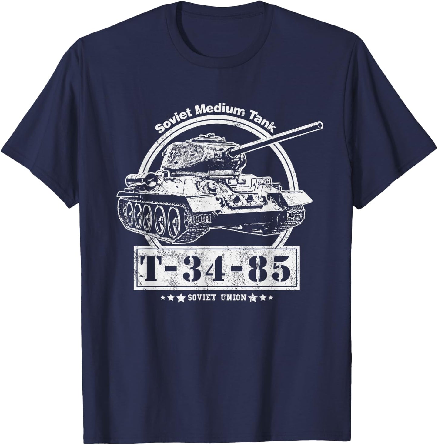 T-34-85 Soviet WW2 Tank T-Shirt - T-Shirt | Navy