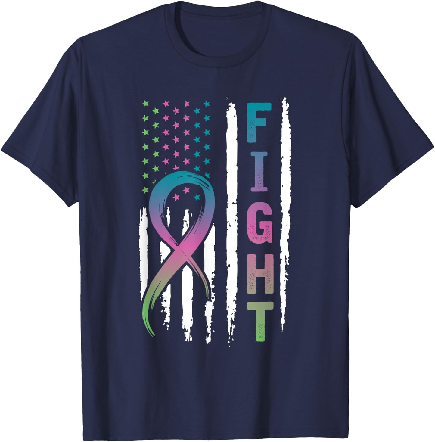 Distressed American Flag Metastatic Breast Cancer Men T-Shirt - T-Shirt | Navy