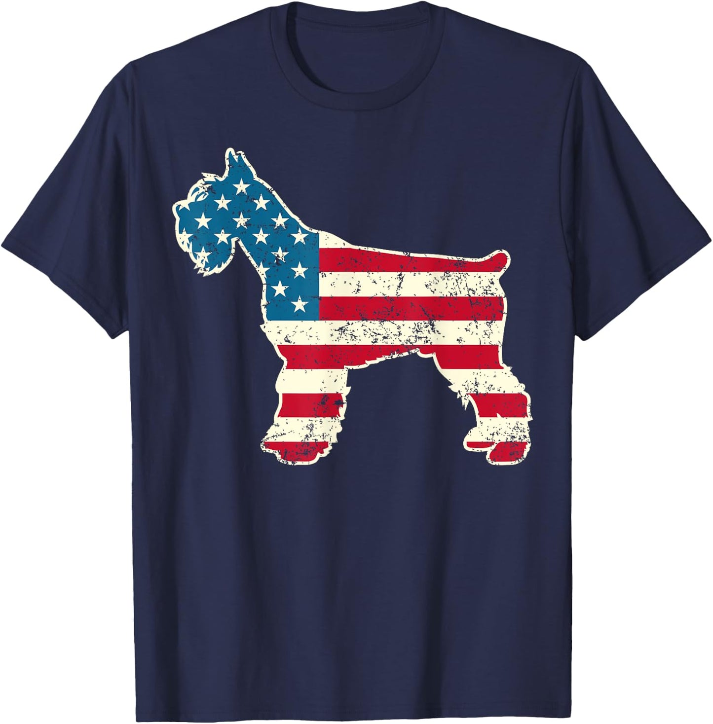 Schnauzer 4th of July Dog Lover Gifts Men USA American Flag T-Shirt - T-Shirt | Navy