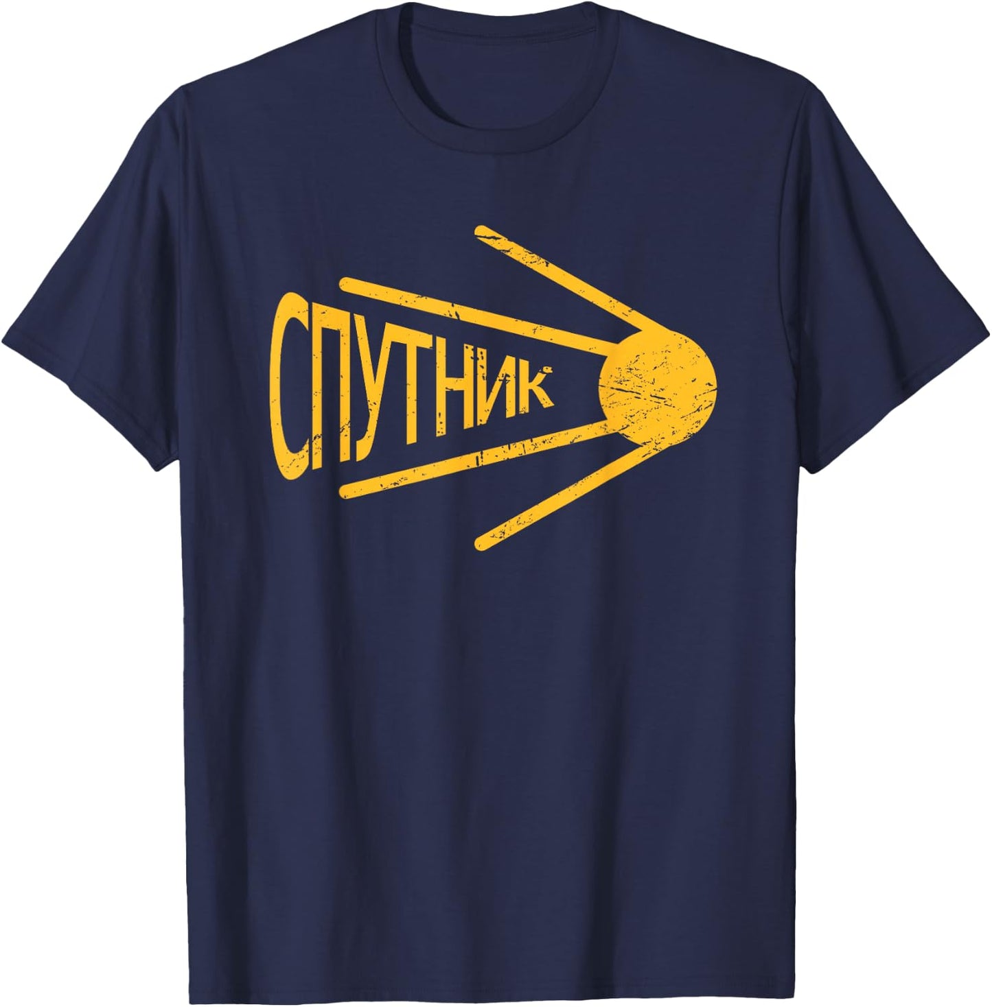 Retro Distressed Sputnik T-Shirt - T-Shirt | Navy