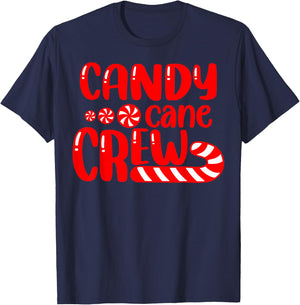 Funny Matching Family Christmas Candy Cane Crew Black , Small, Short Sleeve, -Adult, Holiday, Casual Wear, Family, Candy Lovers T-Shirt - T-Shirt | Navy