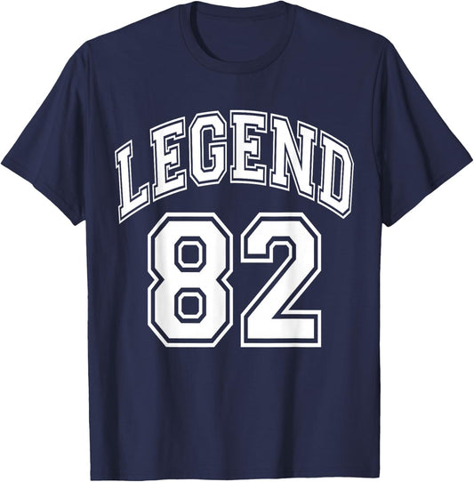 Legend 82 Years Old Number Team 82nd Birthday 1982 T-Shirt - T-Shirt | Navy