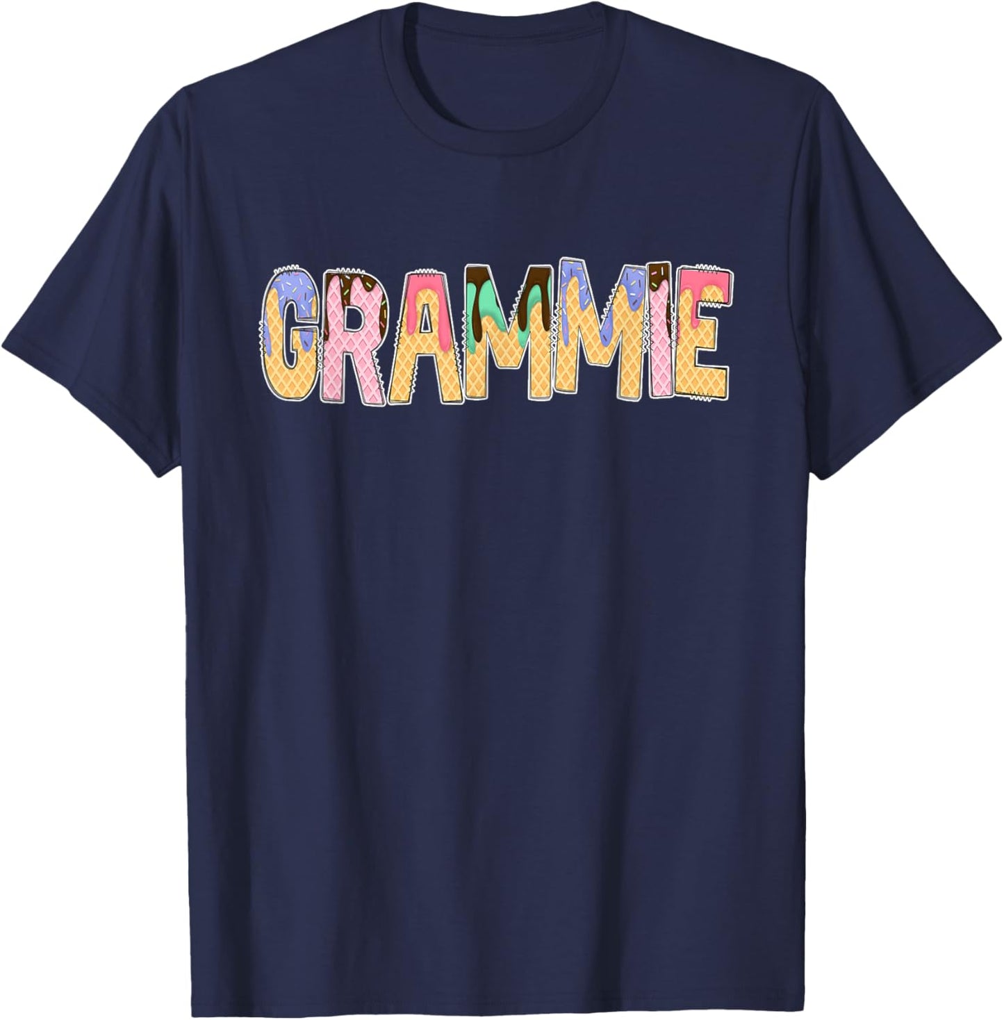 Sprinkle Ice Cream Grandma Grammie Birthday Party T-Shirt - T-Shirt | Navy