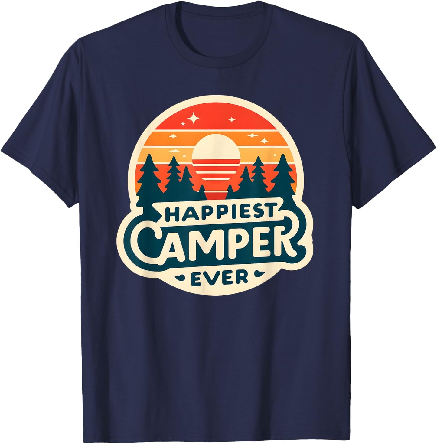 Happiest Camper Ever Vintage Sunset T-Shirt - T-Shirt | Navy