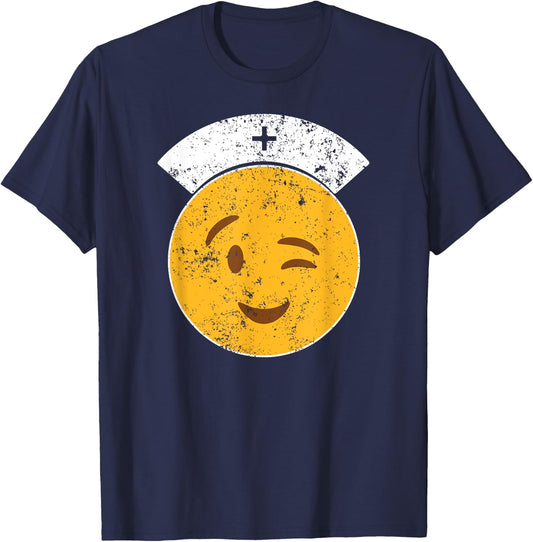 Nursing Student Gifts Nurse Emoticon Nursing School Shirts T-Shirt - T-Shirt | Navy
