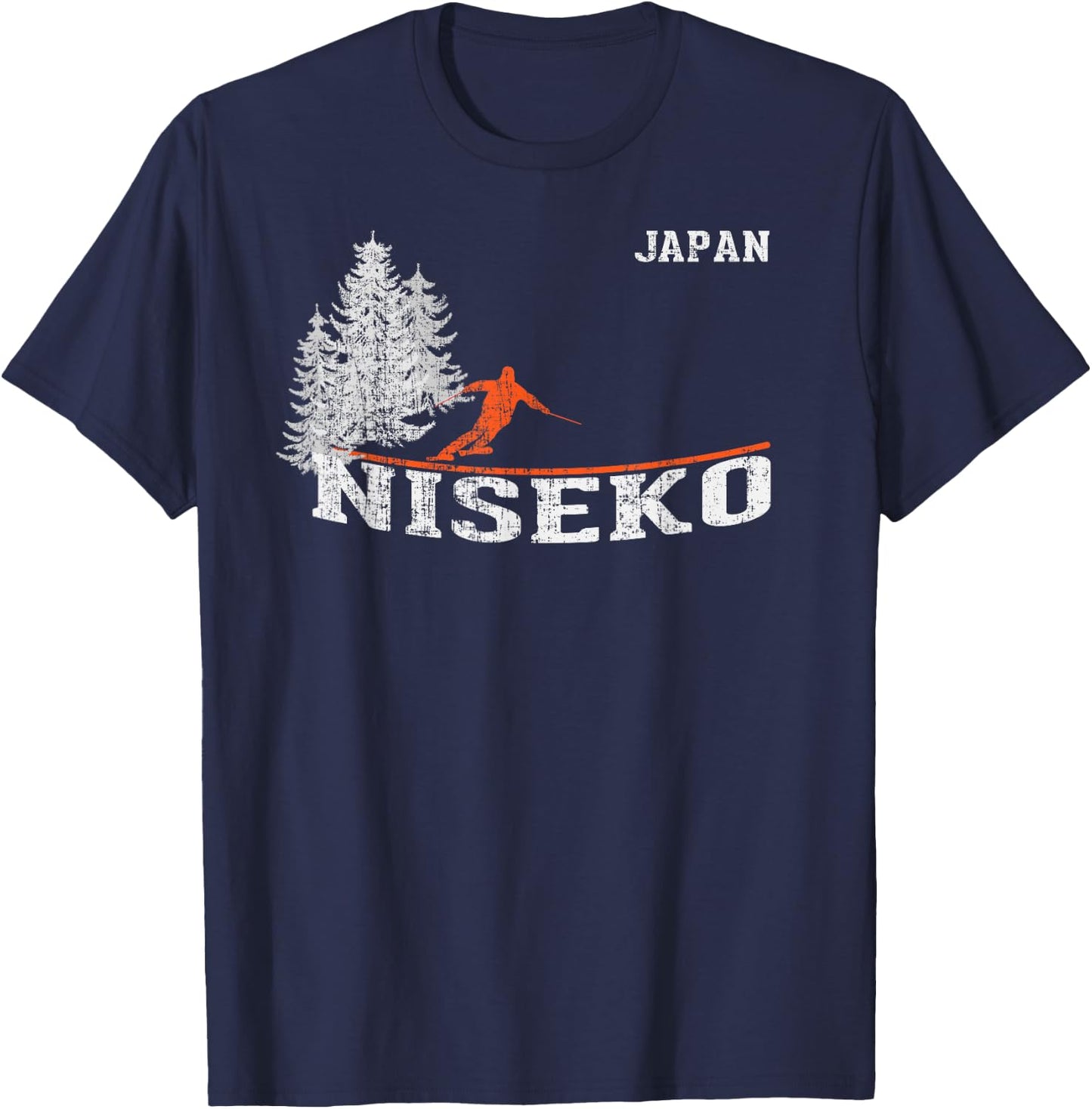 1980s Style Niseko Japan Vintage Skiing T-Shirt - T-Shirt | Navy