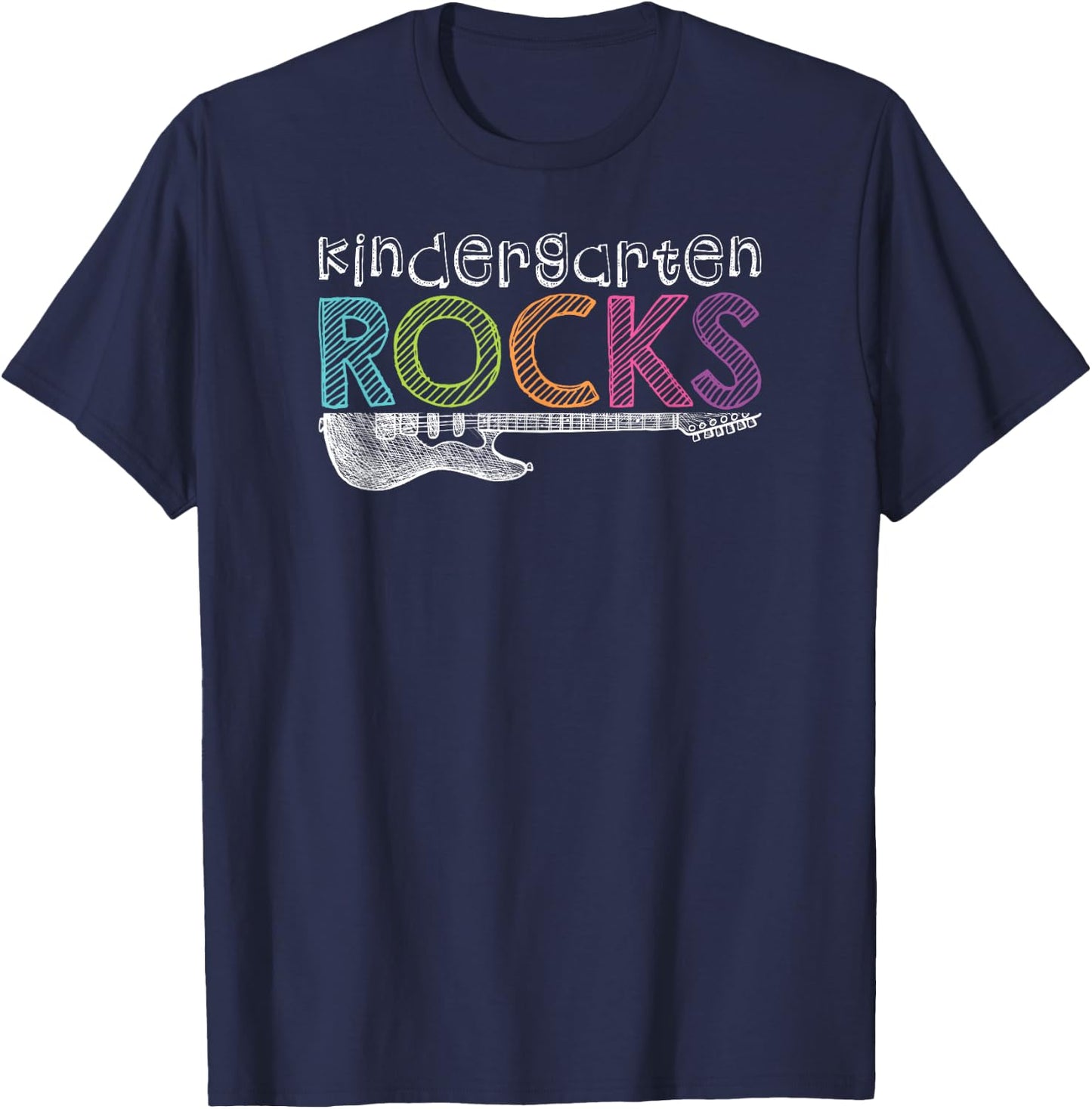 Kindergarten Rocks With Guitar Kids T-Shirt - T-Shirt | Navy