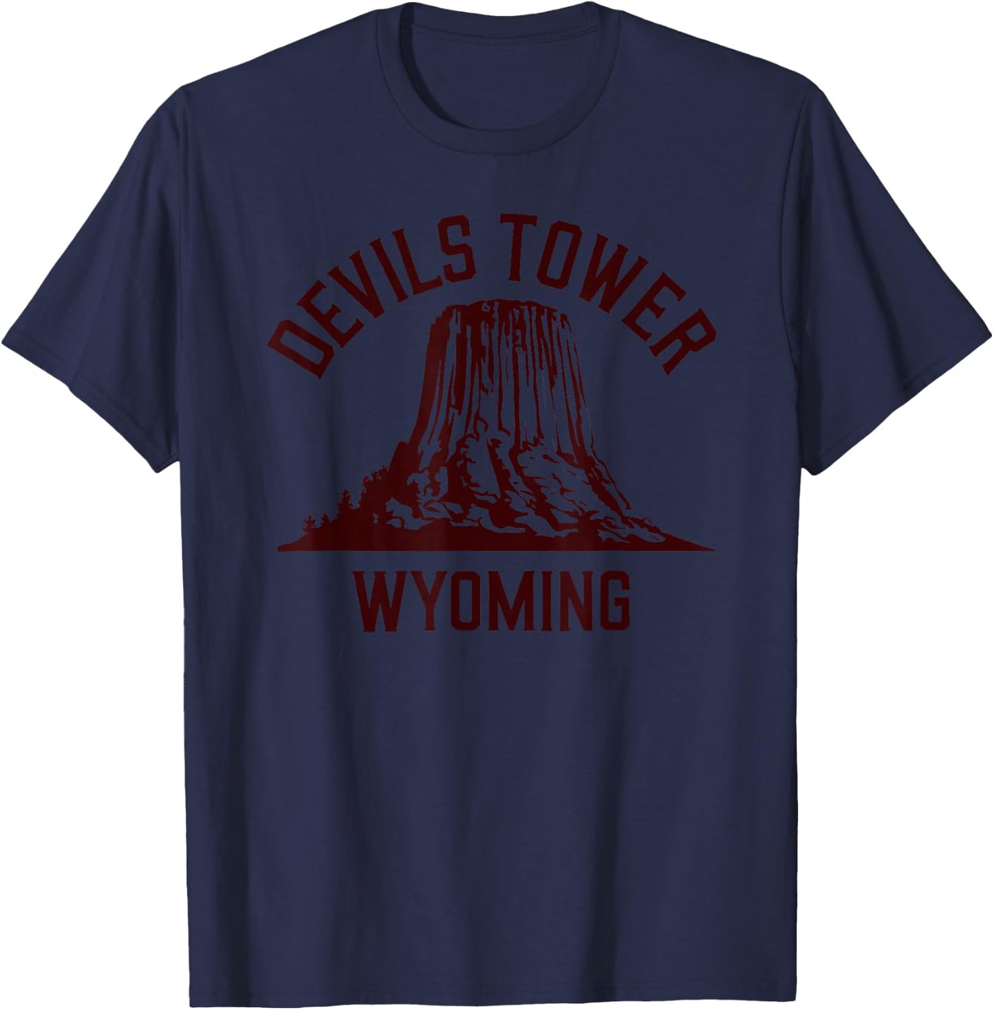 Retro Devils Tower National Monument Wyoming Camp Souvenir T-Shirt - T-Shirt | Navy