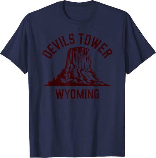 Retro Devils Tower National Monument Wyoming Camp Souvenir T-Shirt - T-Shirt | Navy