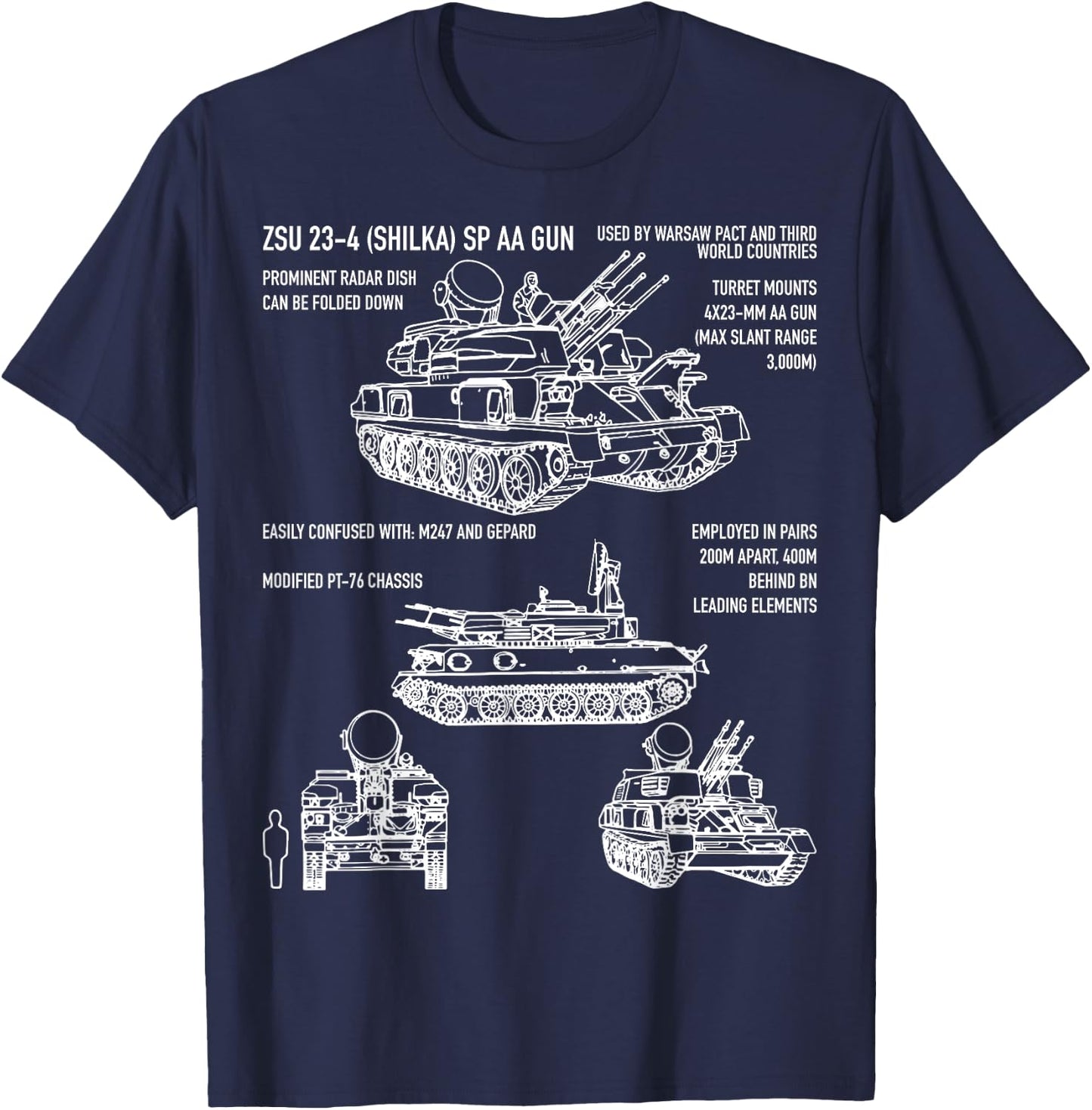 ZSU 23 Shilka Russian Anti-Flight Gift T-Shirt - T-Shirt | Navy