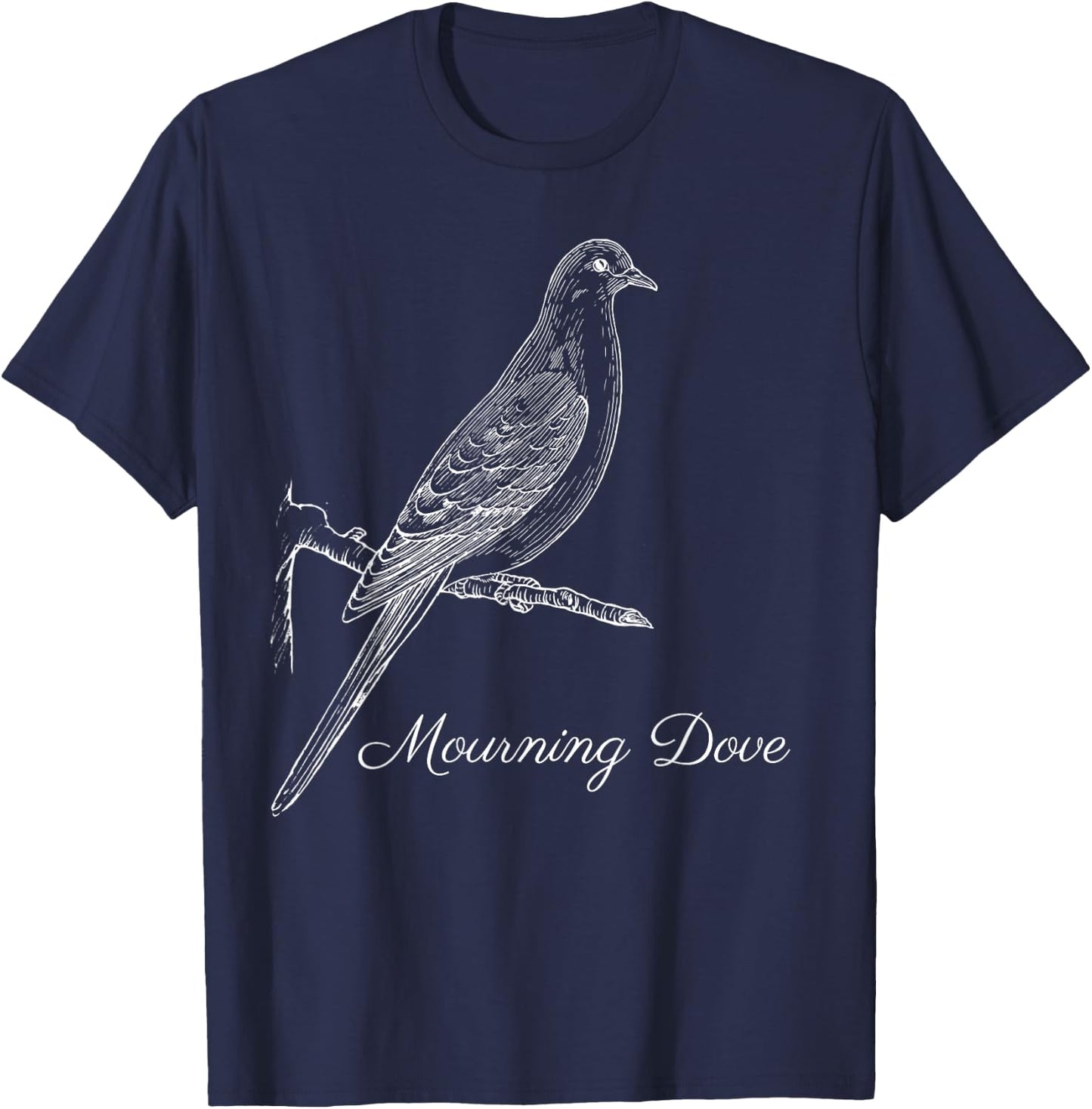 Mourning Dove Bird Shirt Ornithology White Lines T-Shirt - T-Shirt | Navy