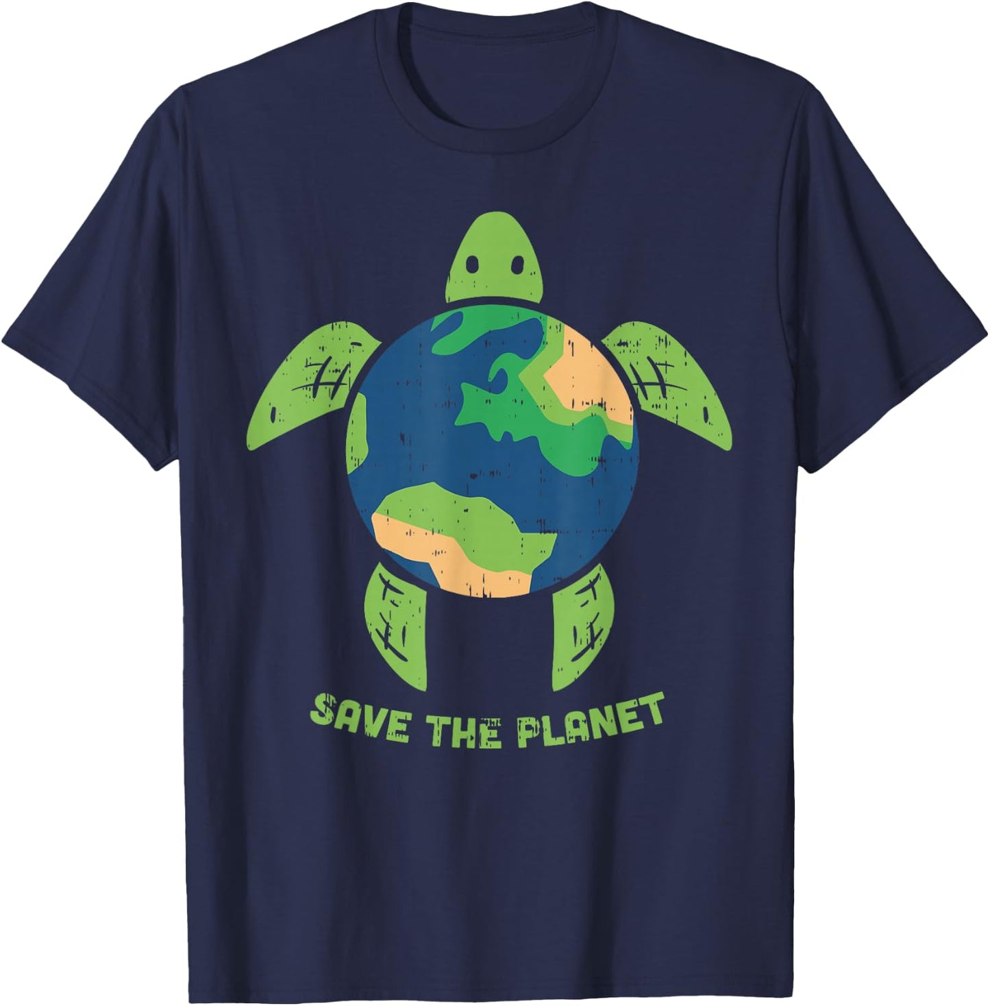 Save The Planet Earth Day Environment Turtle Recycle Ocean T-Shirt - T-Shirt | Navy