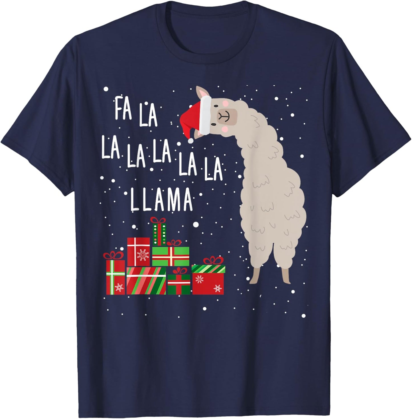 Fa La La Llama Funny Llama Christmas T-Shirt - T-Shirt | Navy