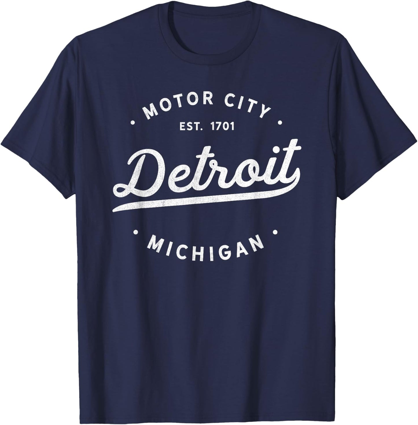 Classic Retro Vintage Detroit Michigan Motor City T-Shirt - T-Shirt | Navy