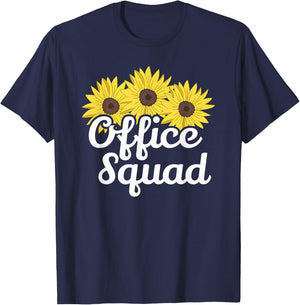 Cute Office Squad Secretary Sunflower Admin Appreciation T-Shirt - T-Shirt | Navy