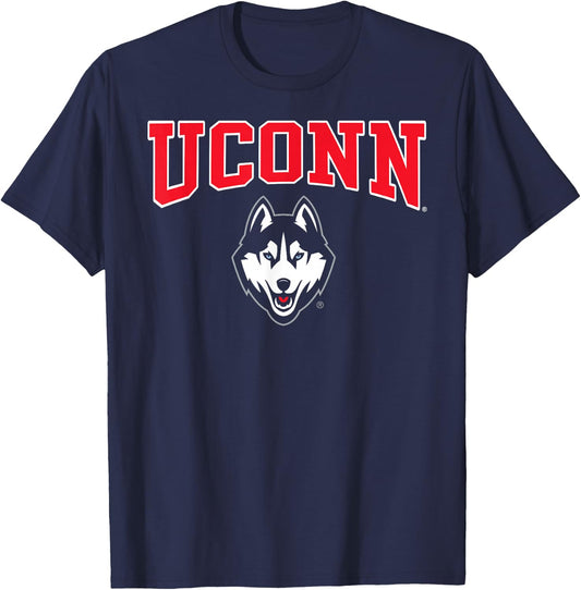Connecticut Huskies Arch Logo Navy Officially Licensed T-Shirt - T-Shirt | Navy