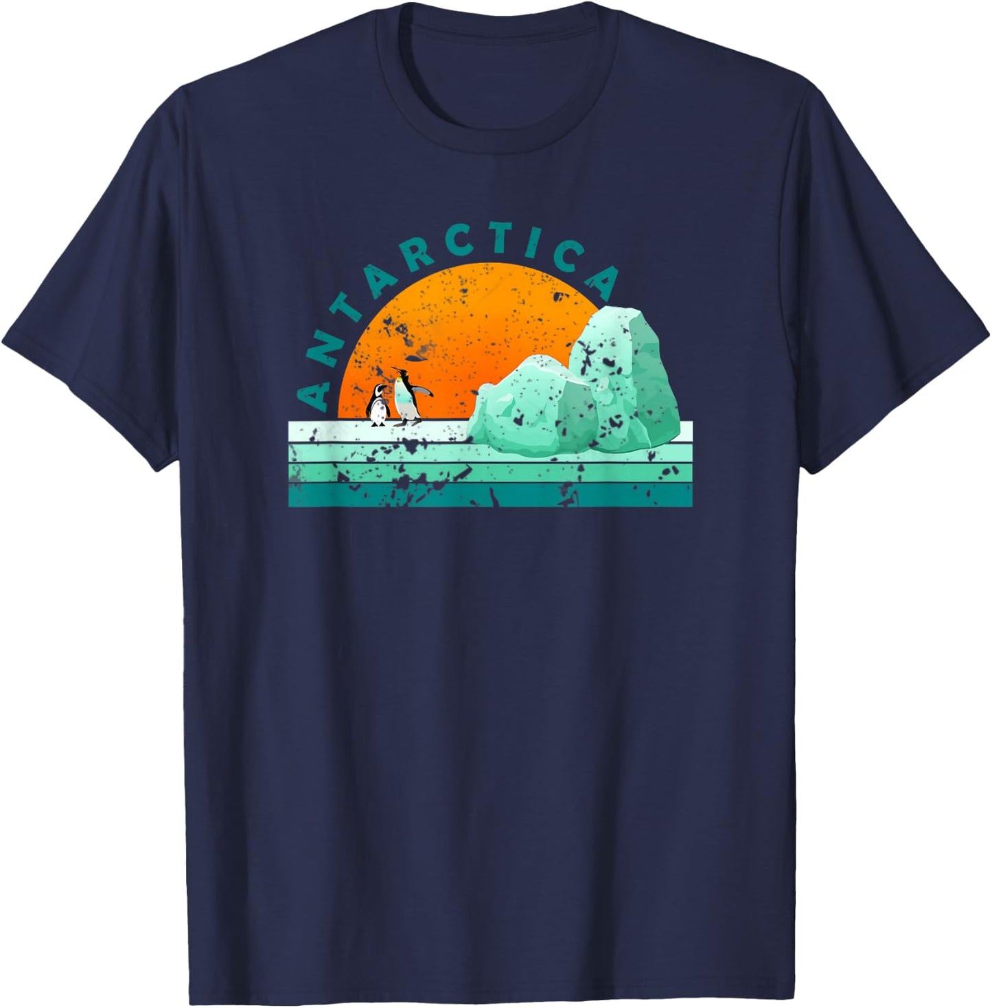 Bethcentral Vacation Gifts Antarctica - Tourist Vintage Vacation Black Small Retro Graphic T-Shirt - T-Shirt | Navy