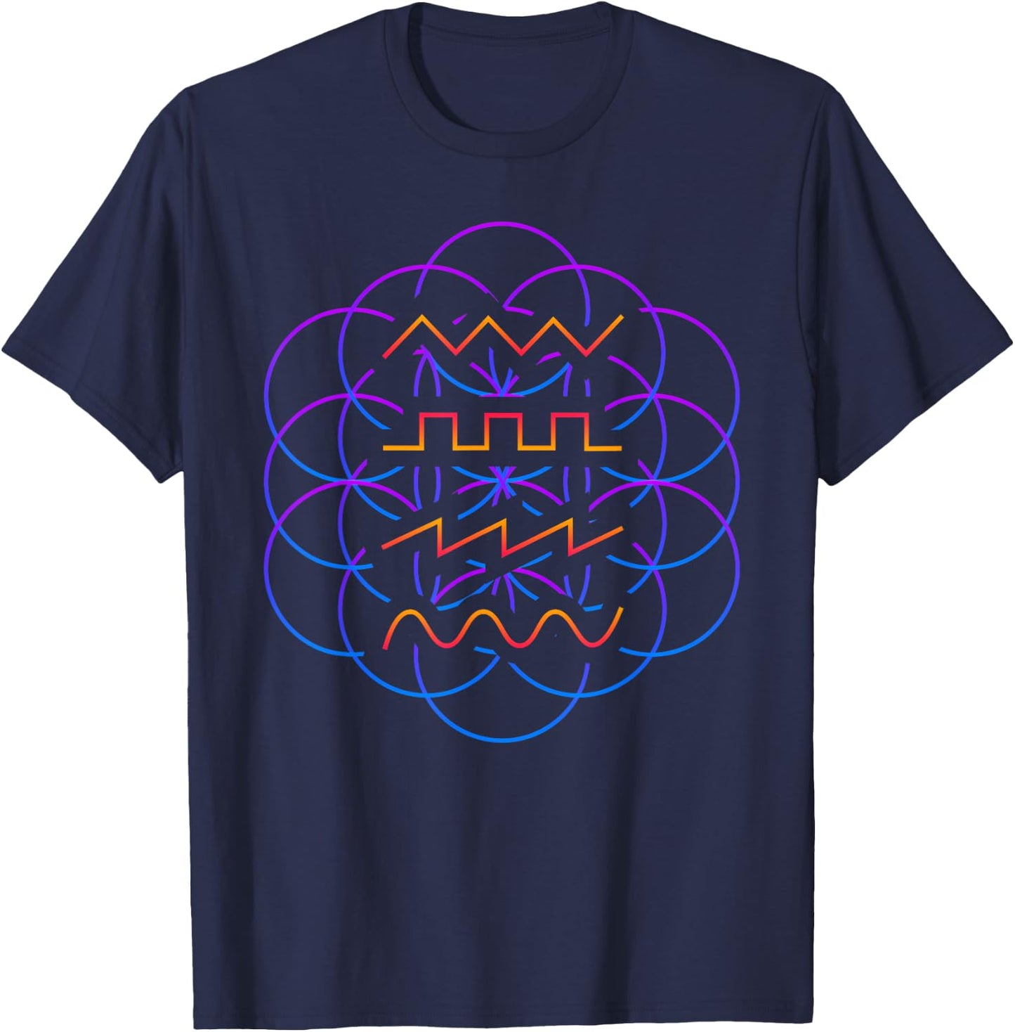 Psychedelic Audio Waveform Synthesizer T-Shirt - T-Shirt | Navy