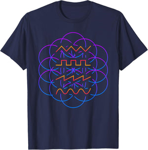 Psychedelic Audio Waveform Synthesizer T-Shirt - T-Shirt | Navy