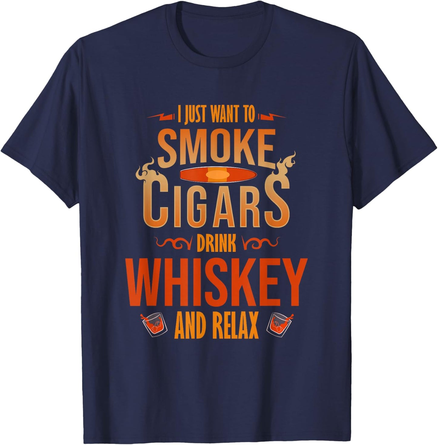 Cigar Shirts Cigar Smoker Whiskey Fathers Day T-Shirt - T-Shirt | Navy