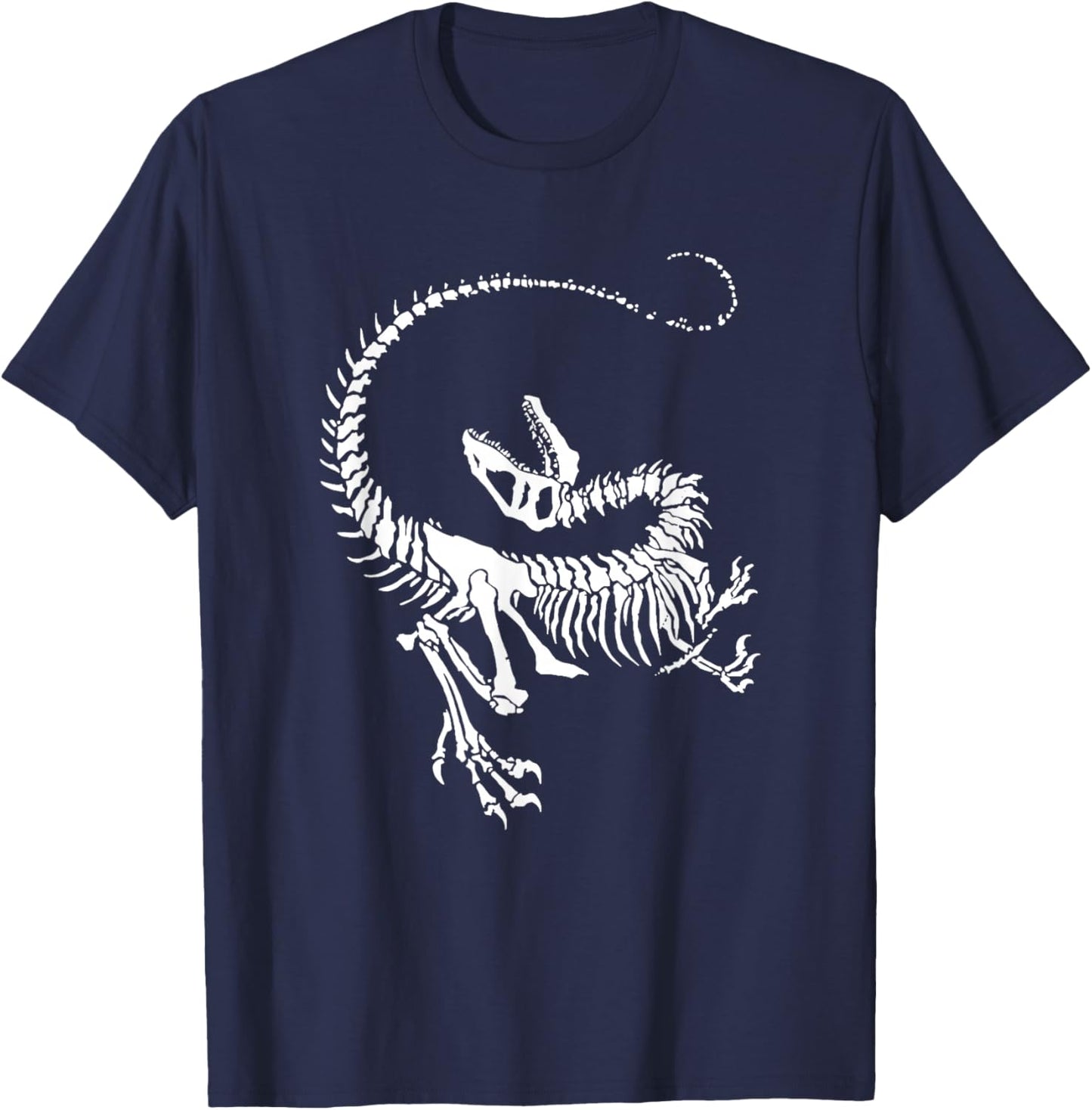 Velociraptor Dinosaur Fossil Skeleton Paleontology T-Shirt - T-Shirt | Navy