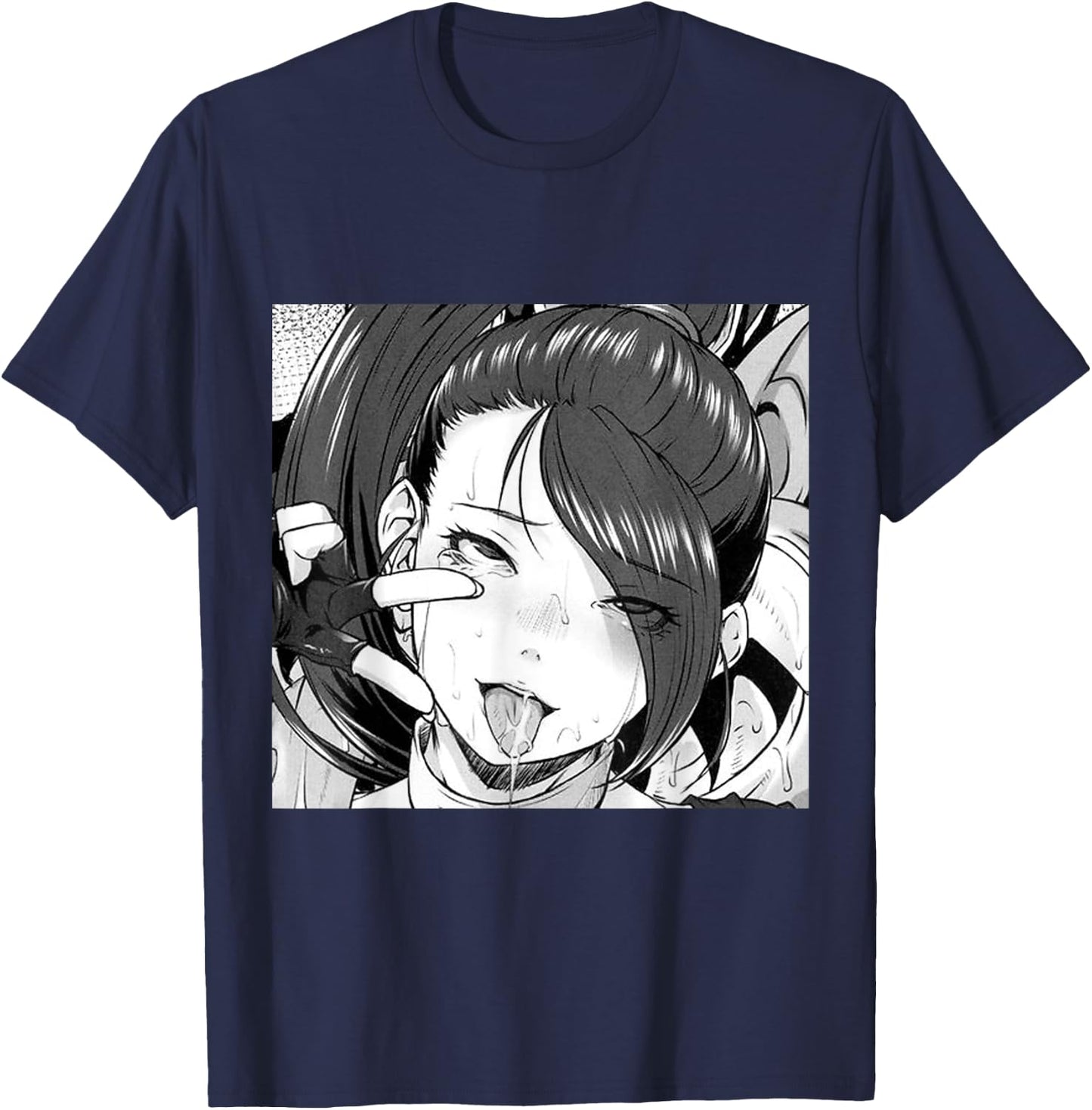 Ecchi Otaku Hentai Waifu Ahegao Girl Manga Anime T-Shirt - T-Shirt | Navy