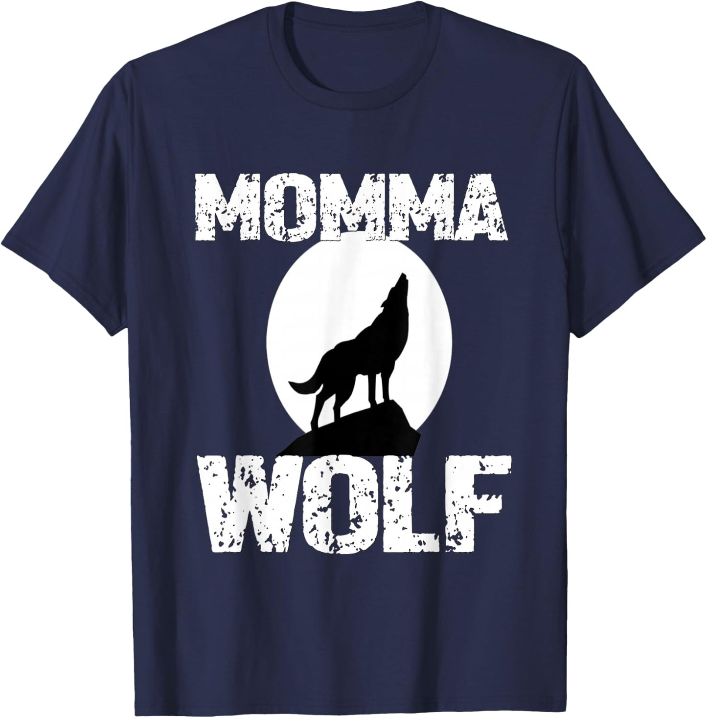 Momma Wolf Shirt Matching Family Tribe Wolves Moon Mom Mum T-Shirt - T-Shirt | Navy