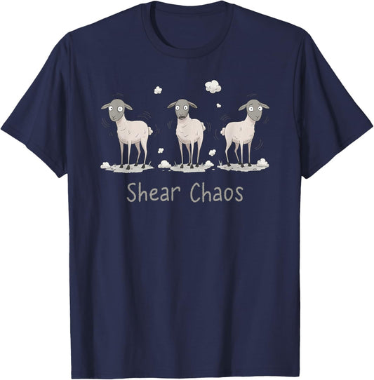 Shear Chaos Livestock Lamb Farmer Wool Farming T-Shirt - T-Shirt | Navy