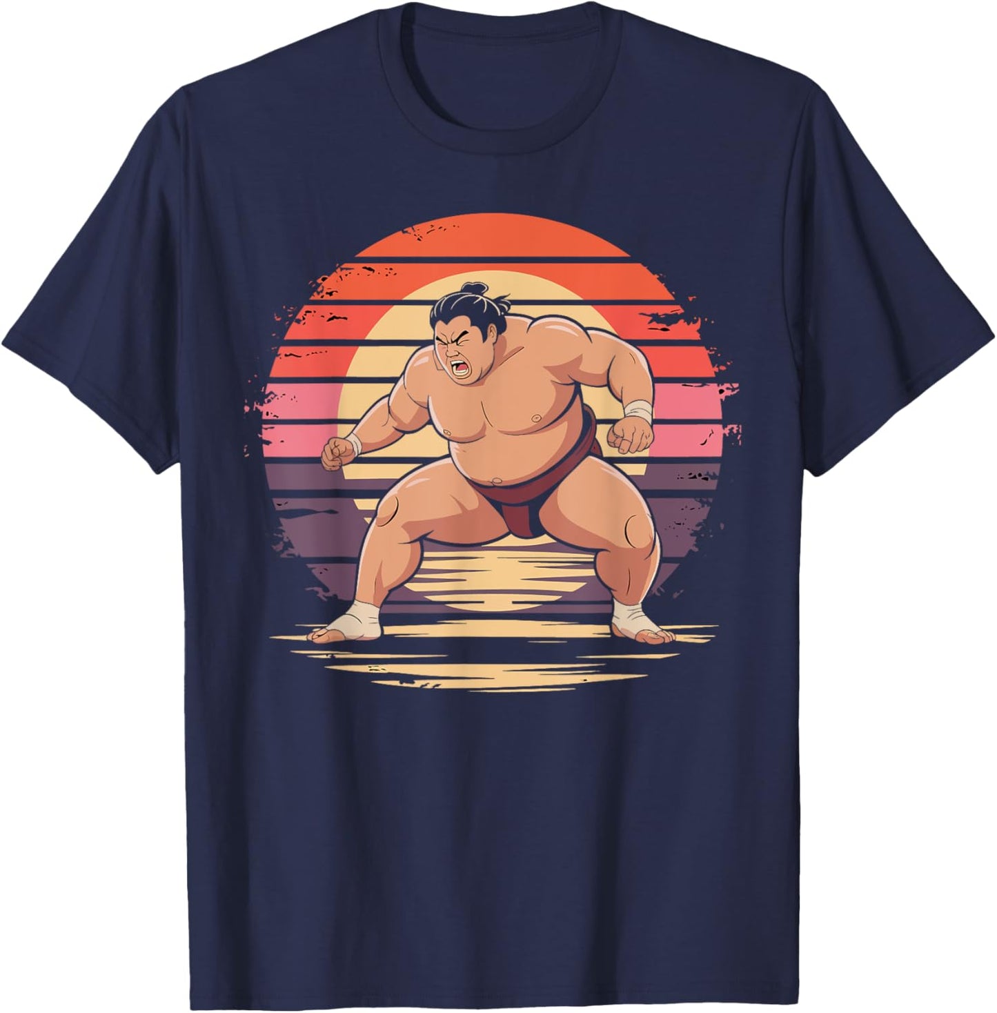 Retro Sumo Wrestling Vintage Japanese Sport Gifts T-Shirt - T-Shirt | Navy