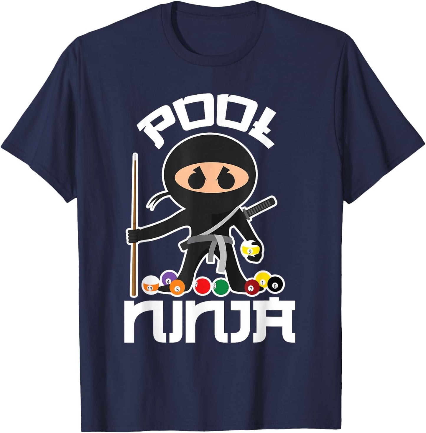 Pool Ninja Shirt | Cute Pocket Billiards Lover Gift T-Shirt - T-Shirt | Navy