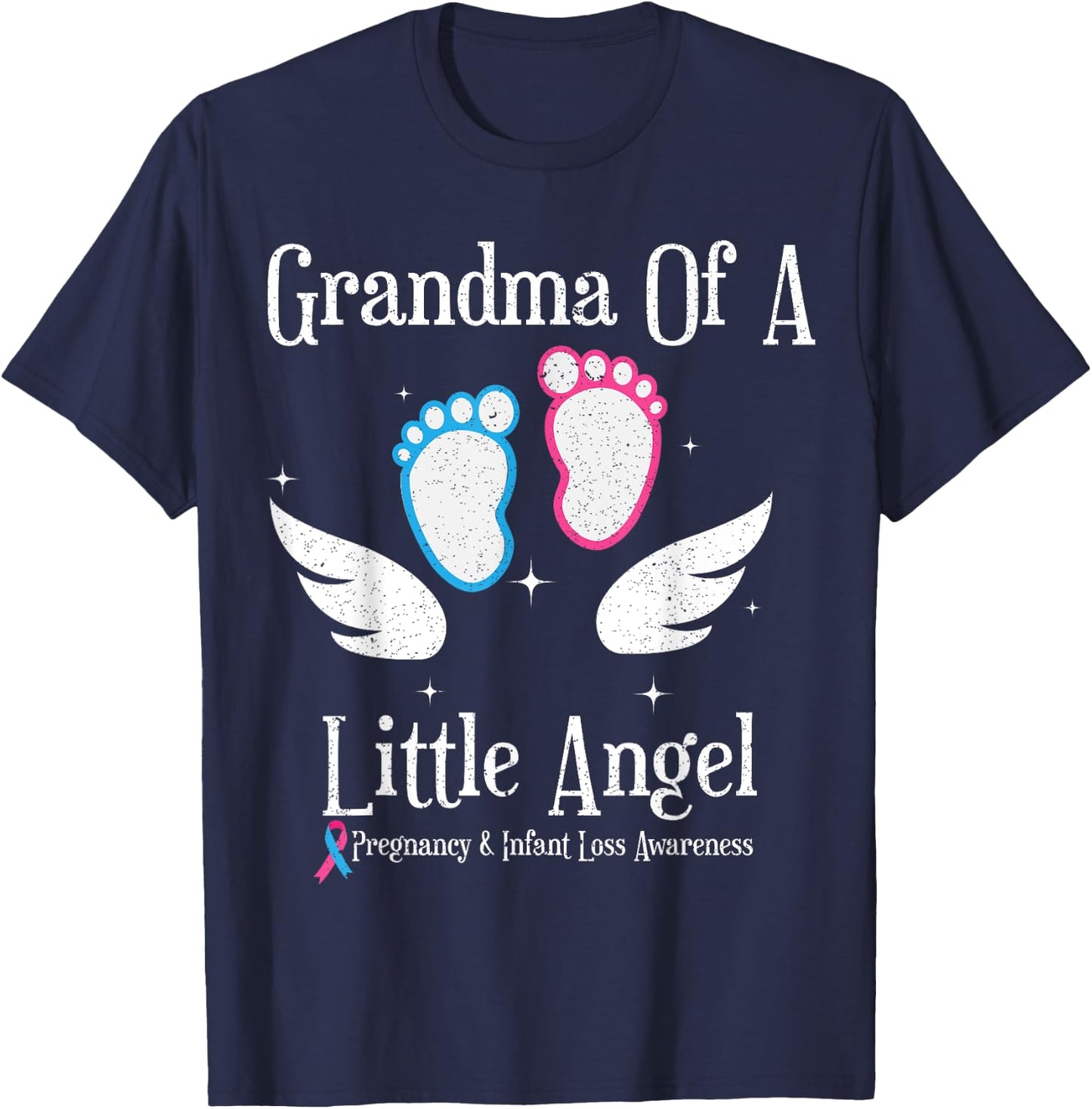 Grandma Of A Little Angel Pregnancy and Infant Loss T-Shirt - T-Shirt | Navy