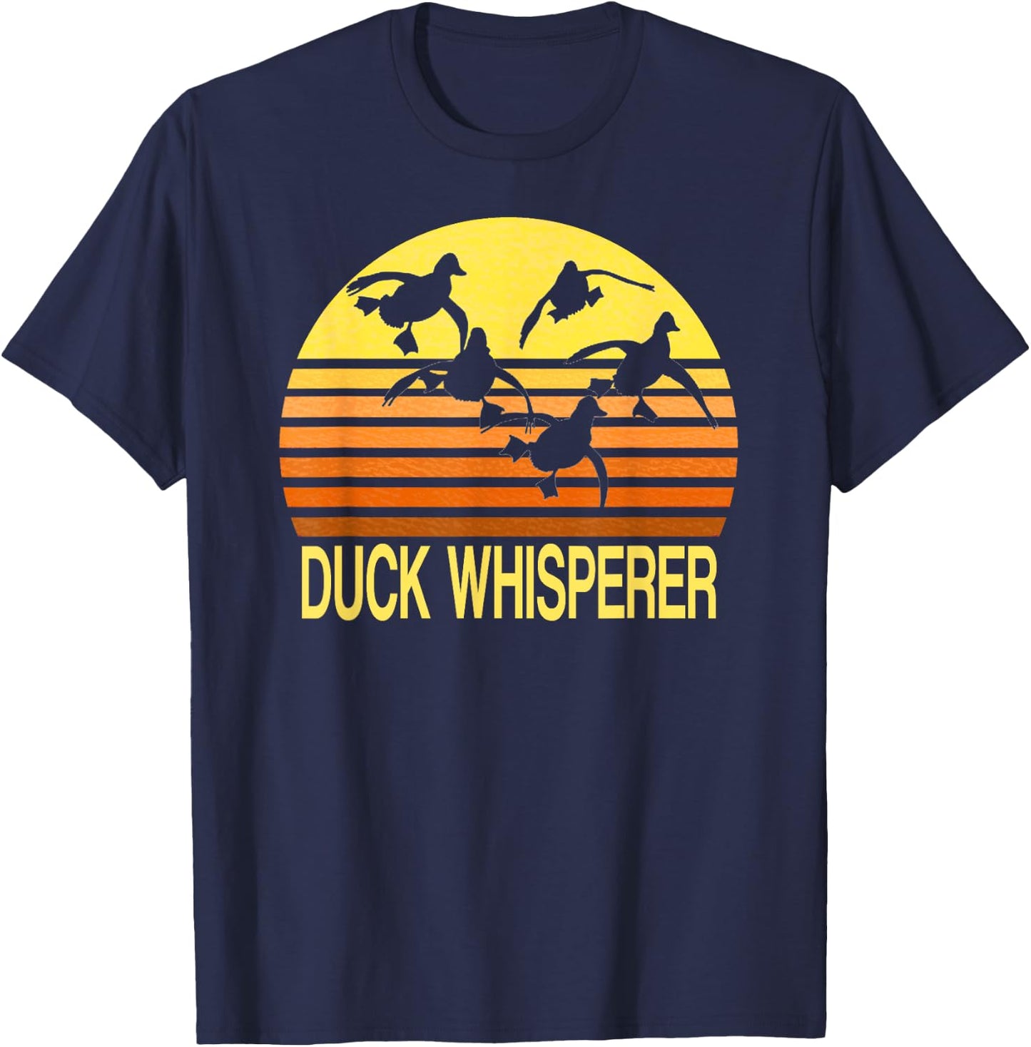Duck Whisperer Fall Hunter Retro Sun Ducks Autumn Sky Gift 2 T-Shirt - T-Shirt | Navy