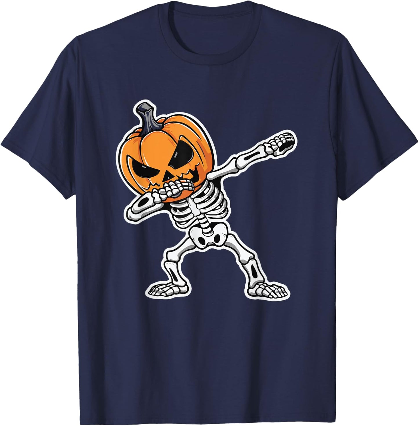 Dabbing Skeleton Jack O Lantern Pumpkin Halloween T-Shirt - T-Shirt | Navy
