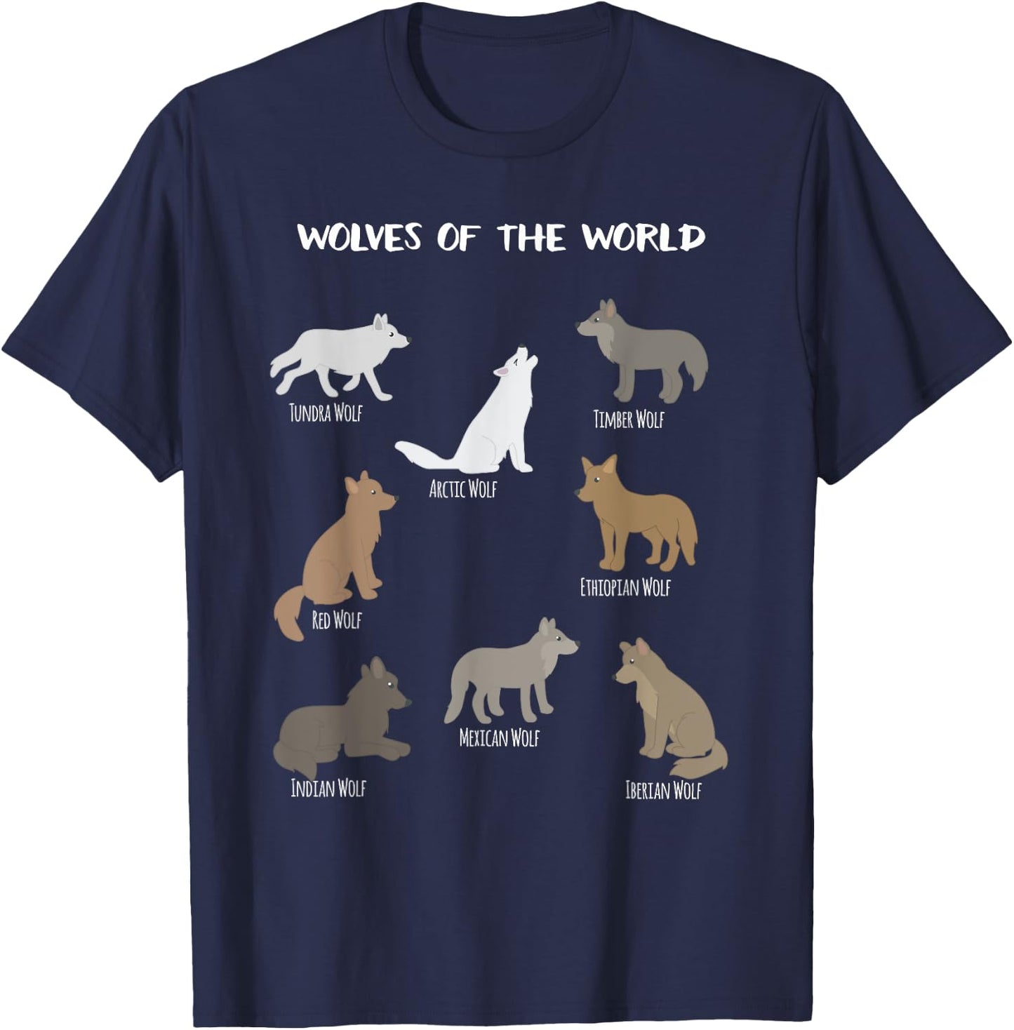 Wolves Of The World Educational Wolf Gift T-Shirt - T-Shirt | Navy