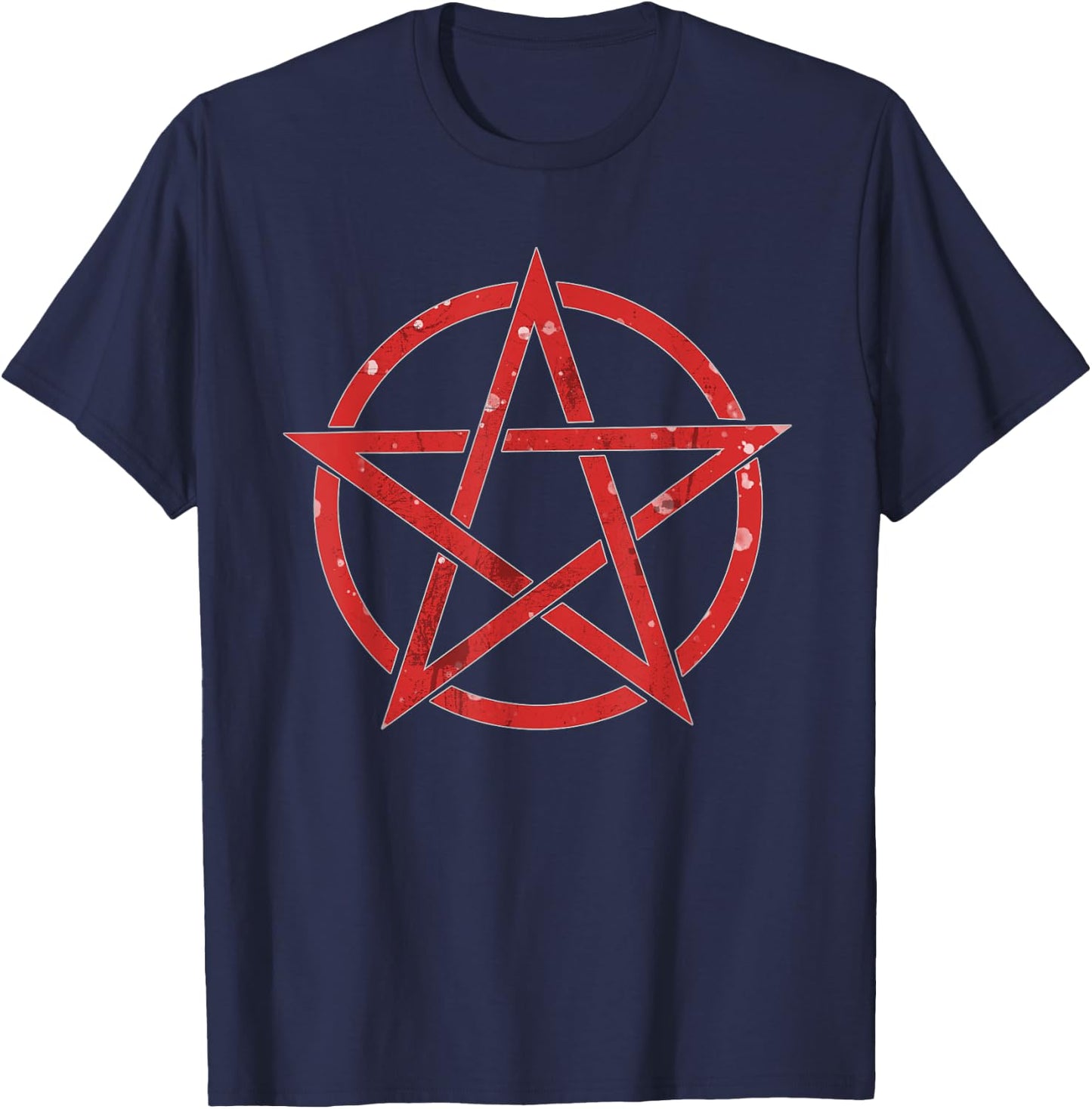 Red Pentagram - Wiccan / Pagan Symbol or Music Lover Gift T-Shirt - T-Shirt | Navy