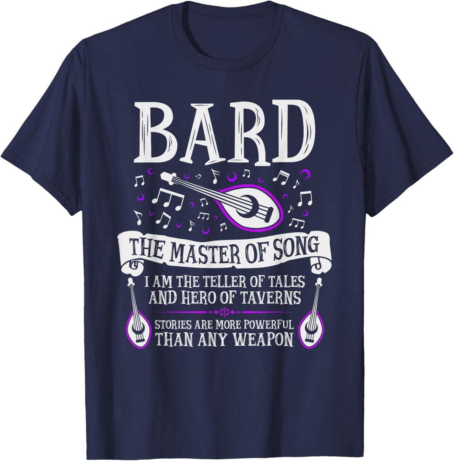 The Bard - Fantasy, RPG, Tabletop RPG, TTRPG, D20 T-Shirt - T-Shirt | Navy