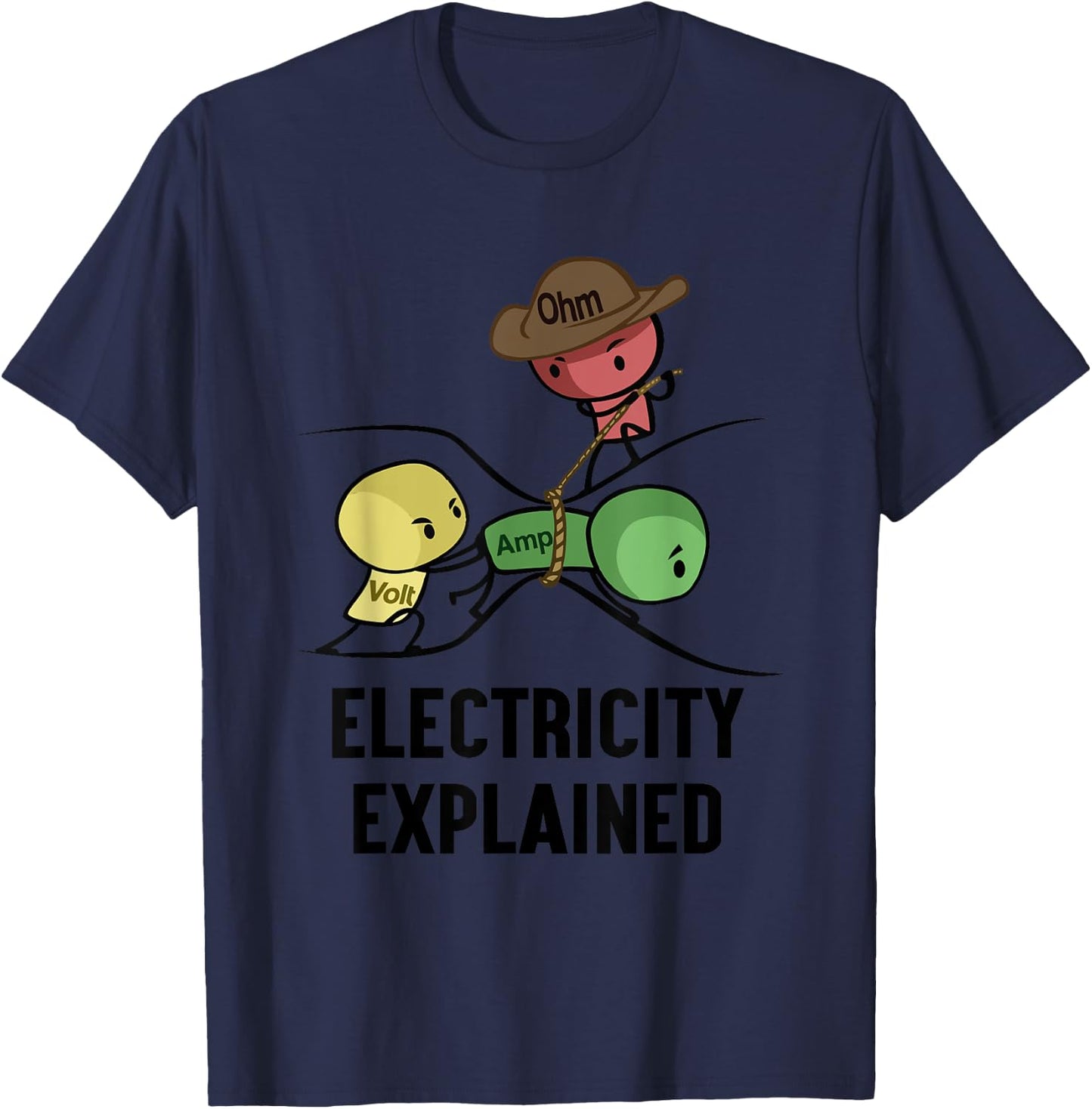 Electricity Explained Physics Nerd Gift I Teacher School T-Shirt - T-Shirt | Navy
