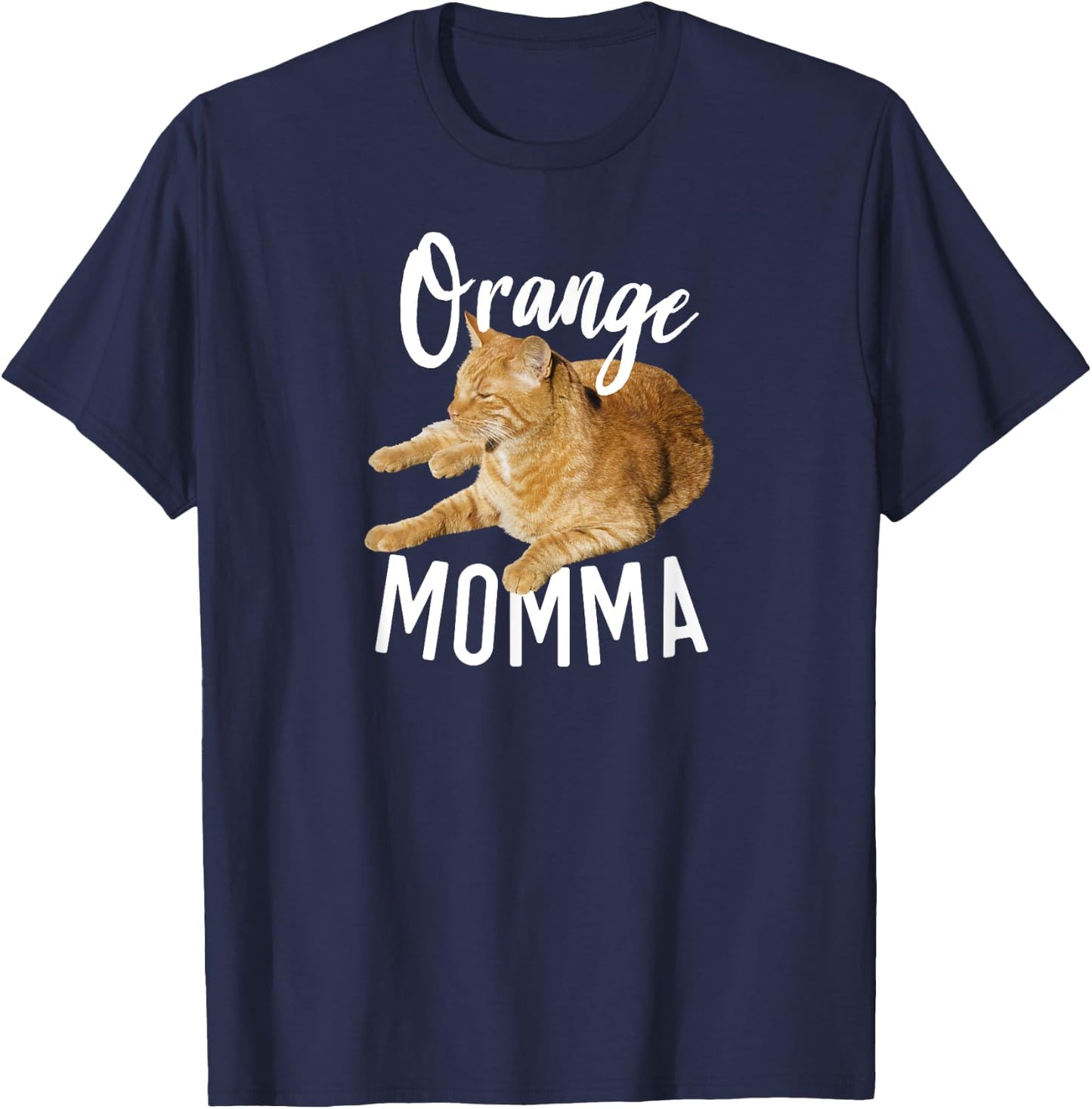 Orange Momma Tabby Lover Funny Saying Graphic T-Shirt - T-Shirt | Navy