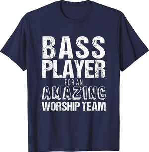 Christian Bass Guitar Shirt | Bass Player Amazing Worship T-Shirt - T-Shirt | Navy