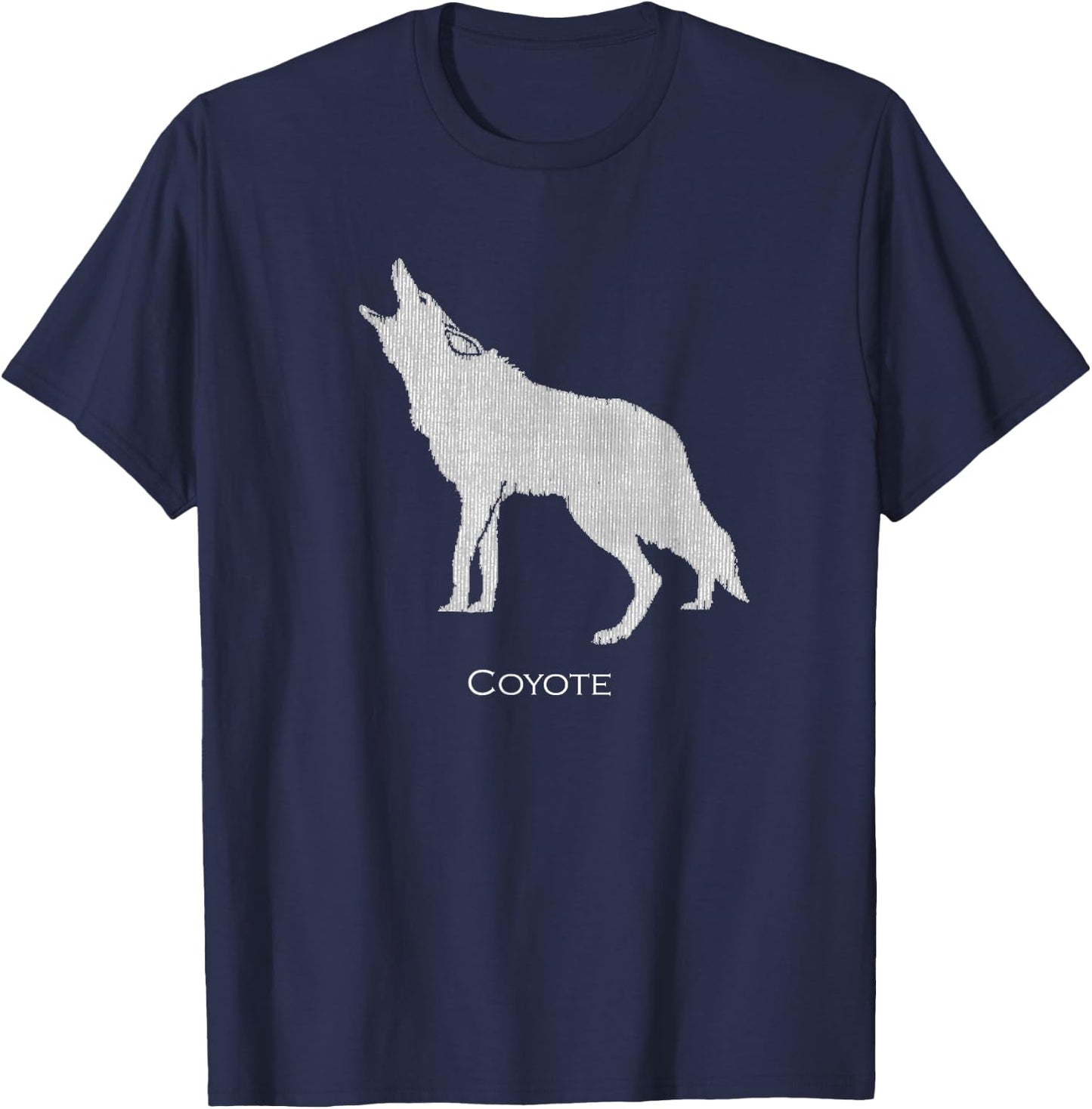 Howling Coyote Drawing Silhouette Style T-Shirt - T-Shirt | Navy