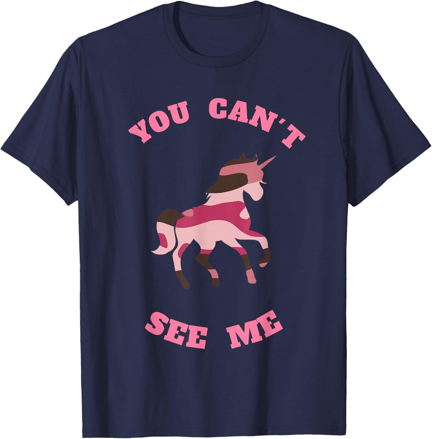 You Can't See Me Unicorn in Pink Camouflage T-Shirt - T-Shirt | Navy