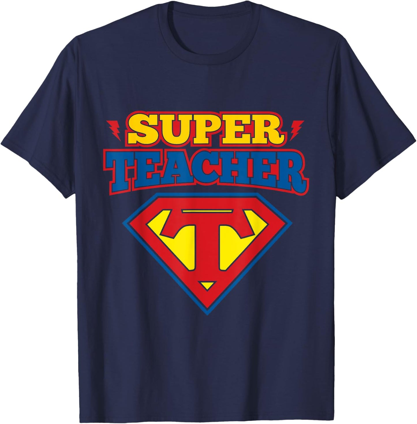 Superteacher Superhero Funny Teacher Gift Men Women Girls Kids T-Shirt - T-Shirt | Navy