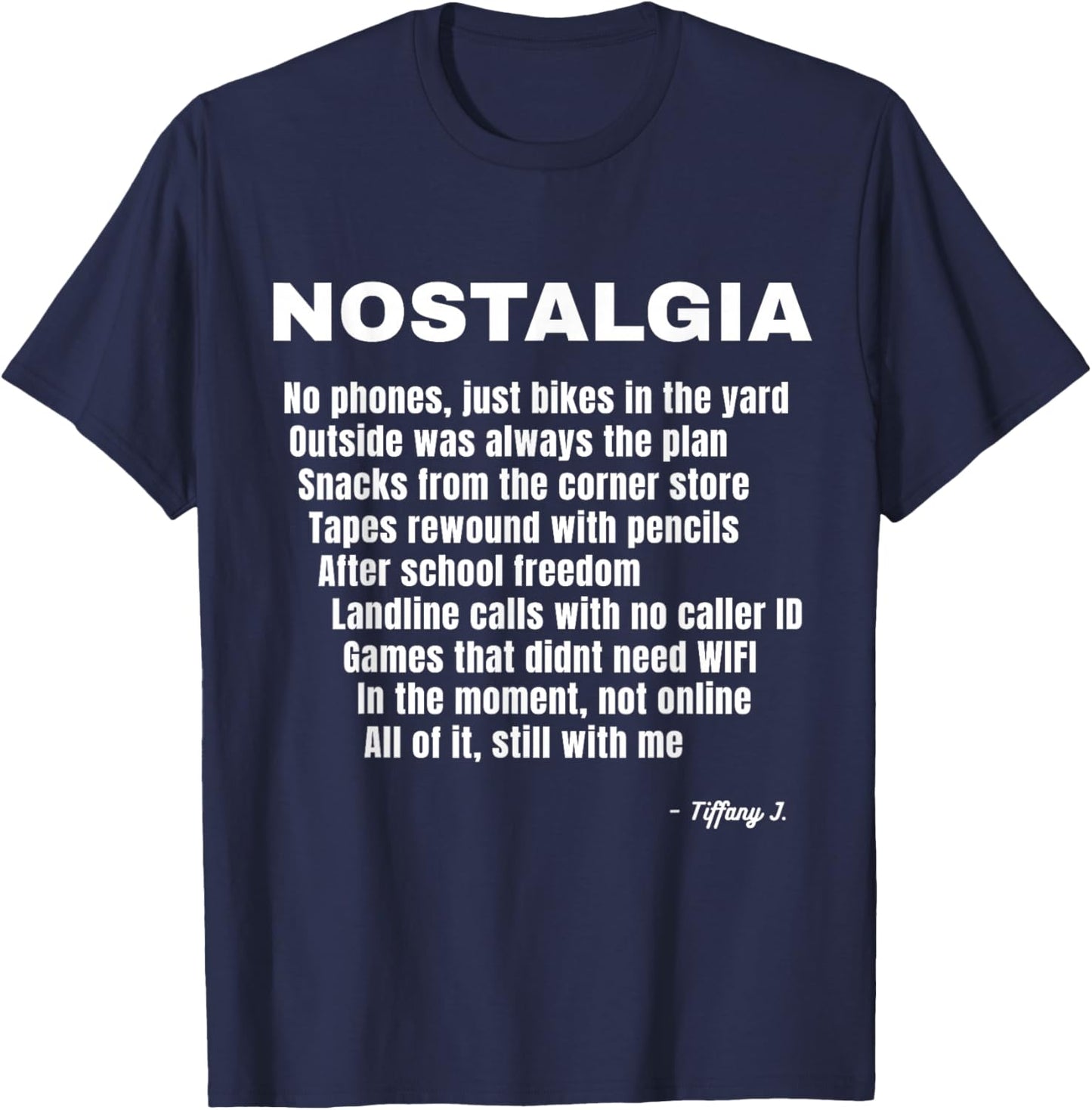 Nostalgia Acronym – Memory Lane Moment T-Shirt - T-Shirt | Navy