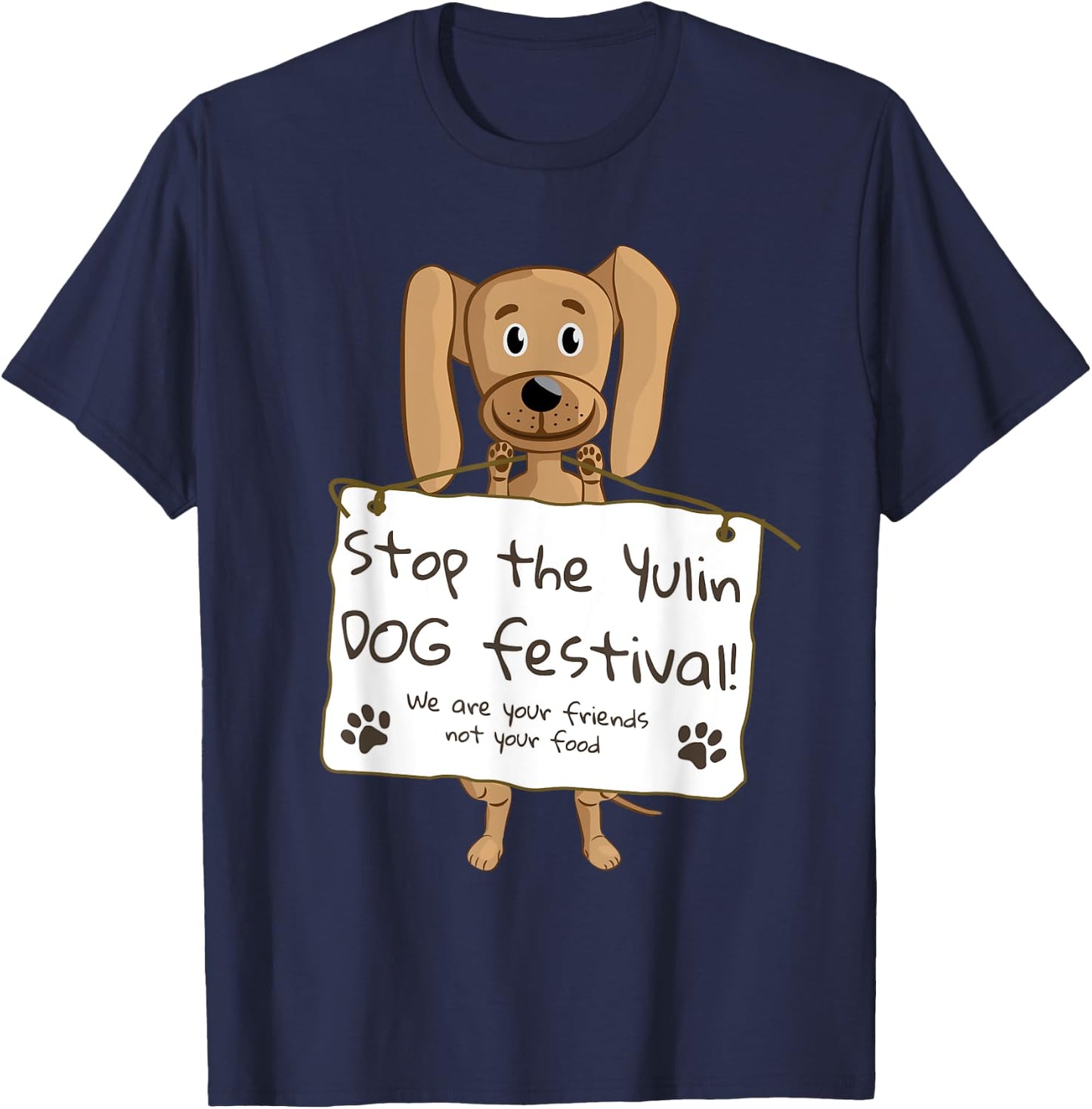 Stop the Yulin Dog Festival T-Shirt - T-Shirt | Navy