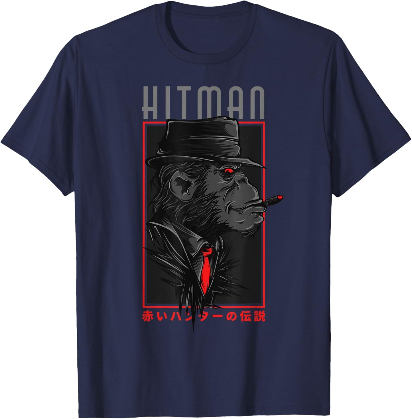 Japanese Gorilla Monkey Gang Gangsta Mafia Hitman Asian T-Shirt - T-Shirt | Navy