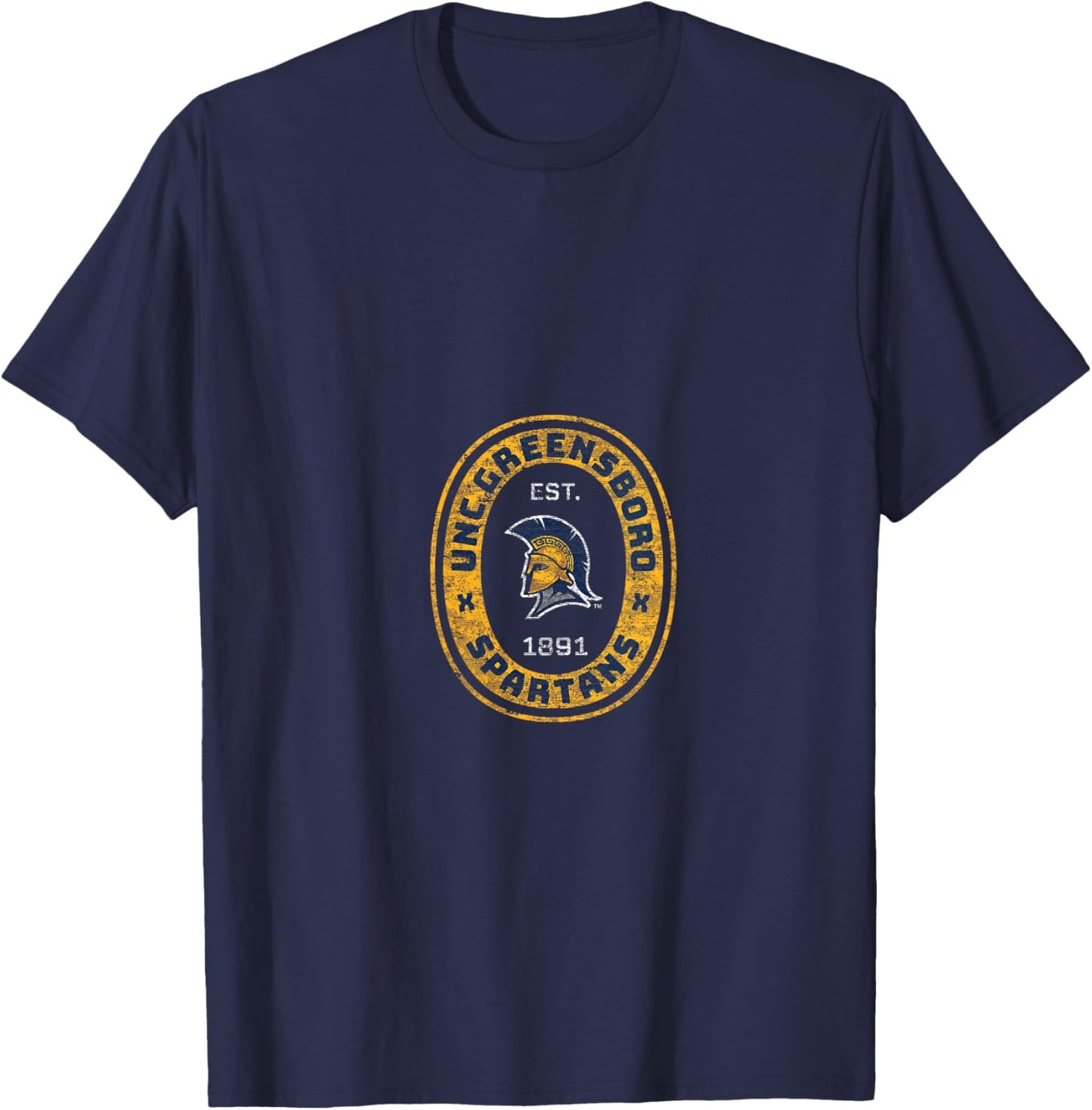Women's UNC Greensboro UNCG Spartans Retro Crest Seal V-Neck T-Shirt - T-Shirt | Navy