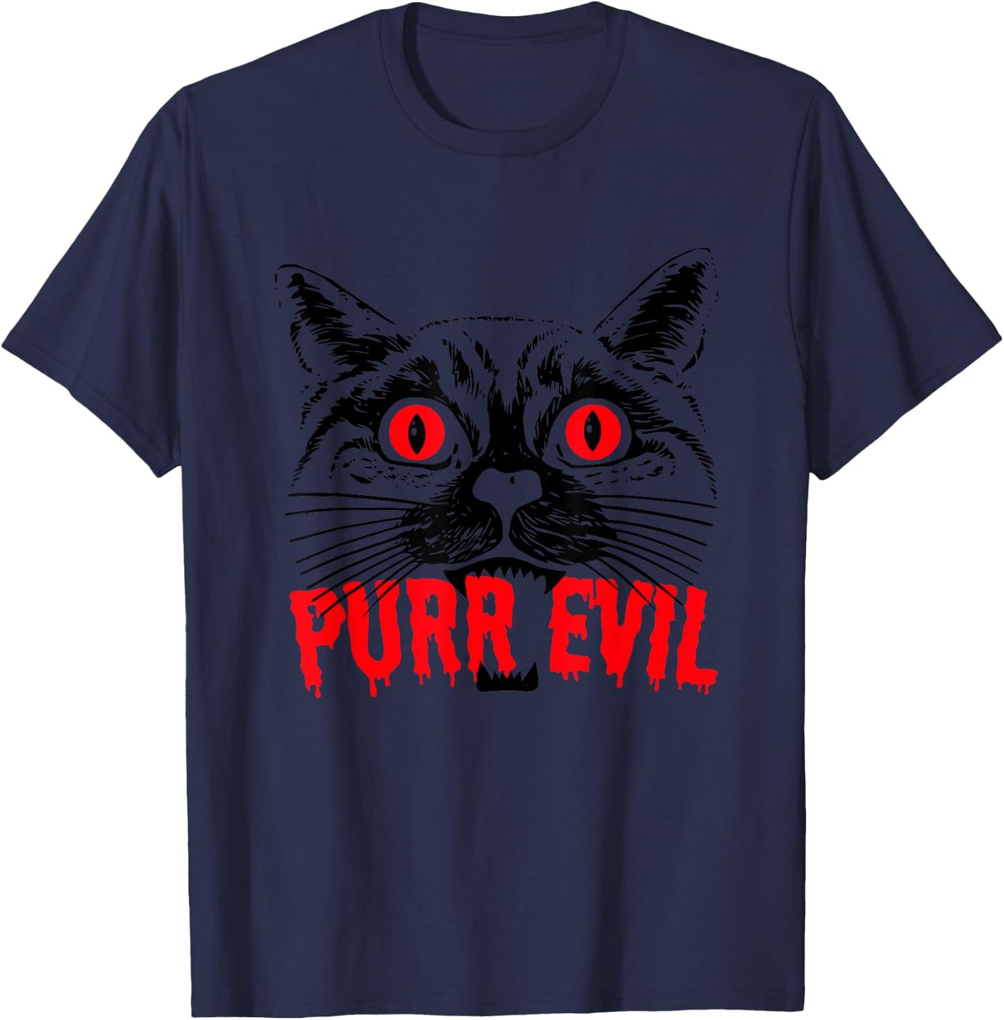 Purr Evil Satanic Cat Spooky design for Halloween T-Shirt - T-Shirt | Navy