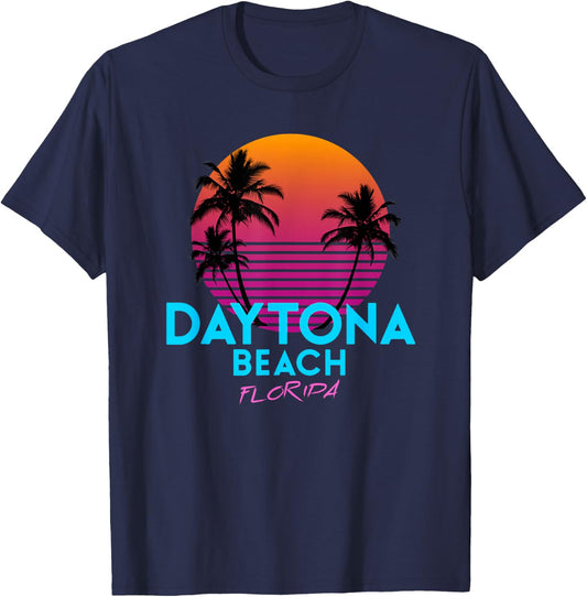 Daytona Beach Florida Retro 80s T-Shirt - T-Shirt | Navy