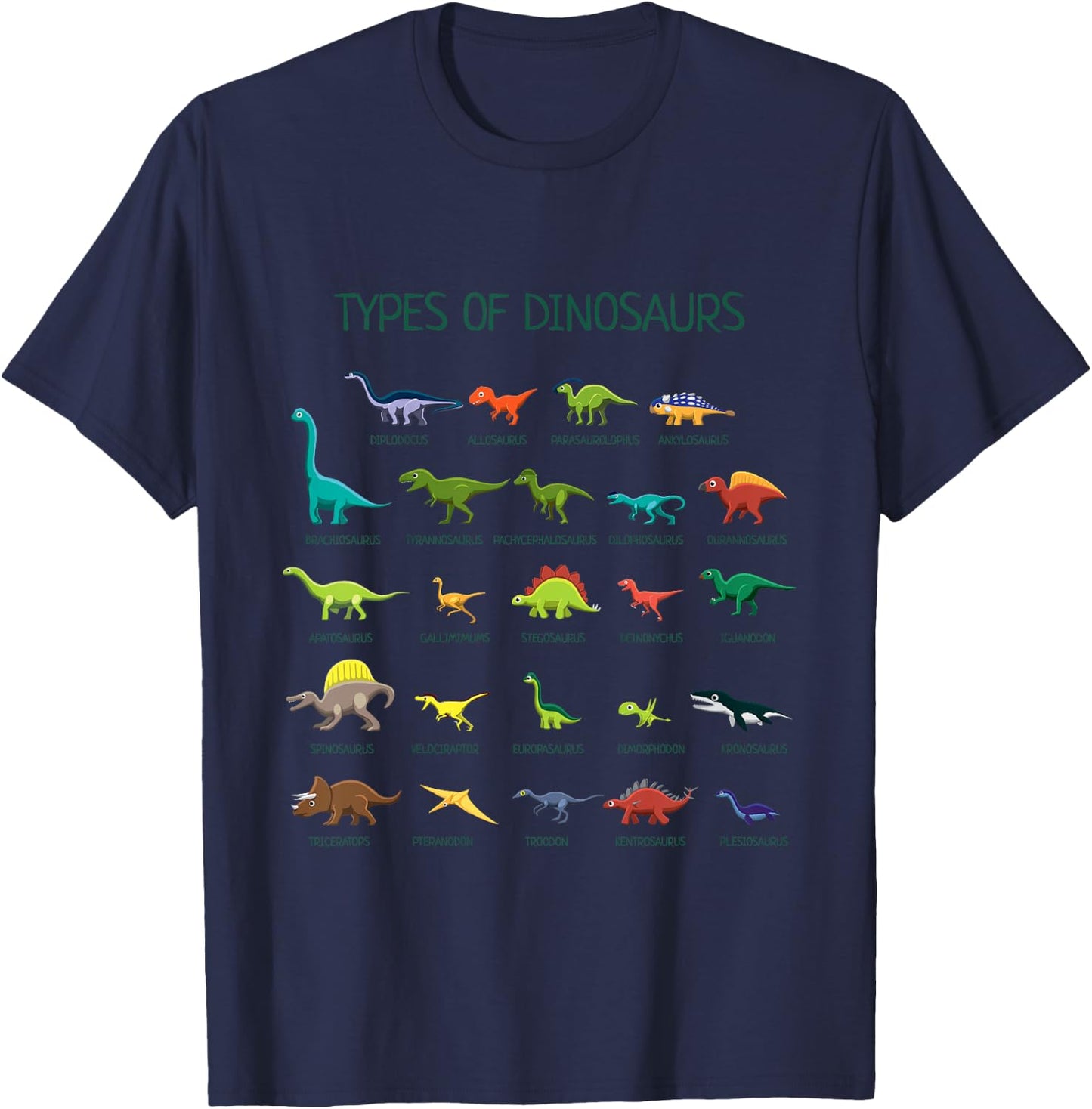 Types of Dinosaurs Dino Identification T-Shirt - T-Shirt | Navy